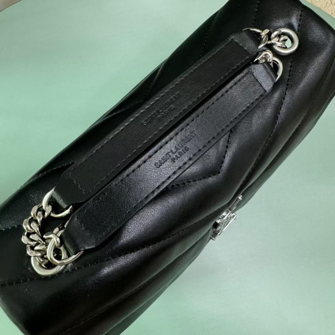 [TOP]SAINT LAURENT Loulou small quilted leather shoulder bag black - Bag