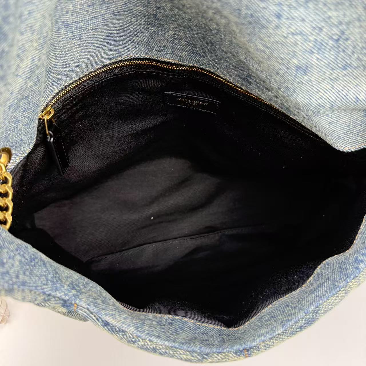 Saint Laurent LouLou Puffer Vintage Quilted Denim Crossbody Bag