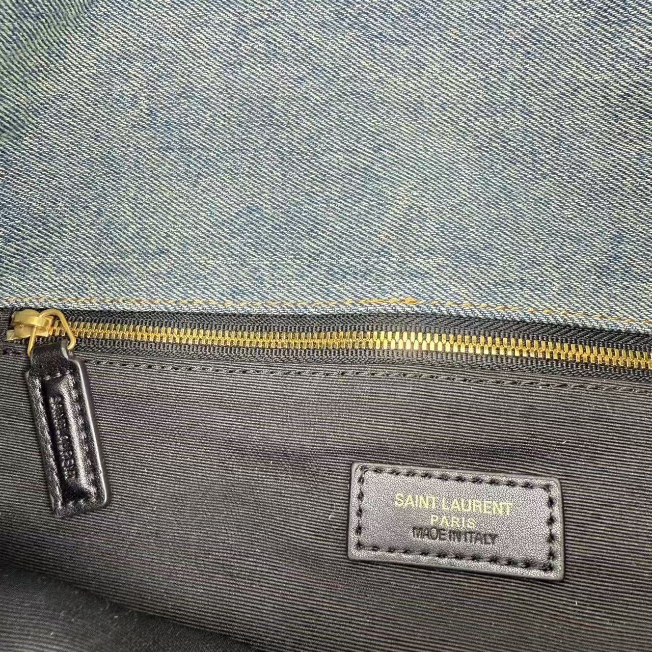 Saint Laurent LouLou Puffer Vintage Quilted Denim Crossbody Bag