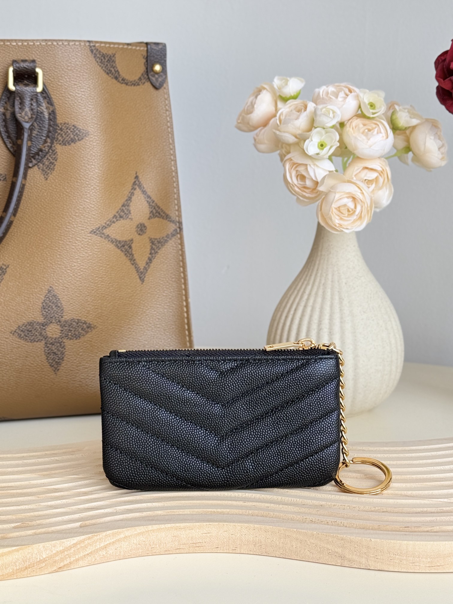 Saint Laurent Ball-Patterned Cowhide Wallet -Black Gold Wallet