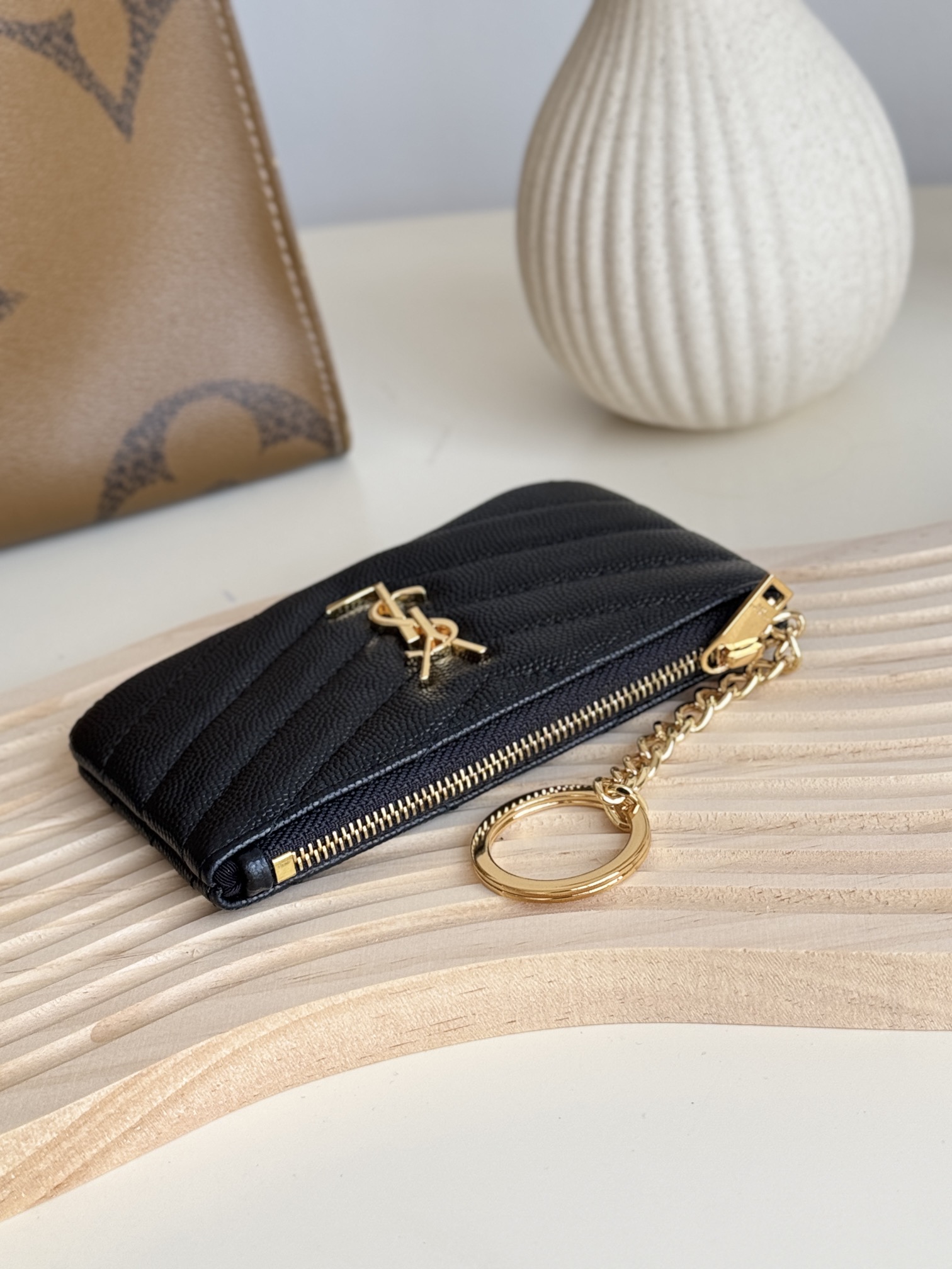 Saint Laurent Ball-Patterned Cowhide Wallet -Black Gold Wallet