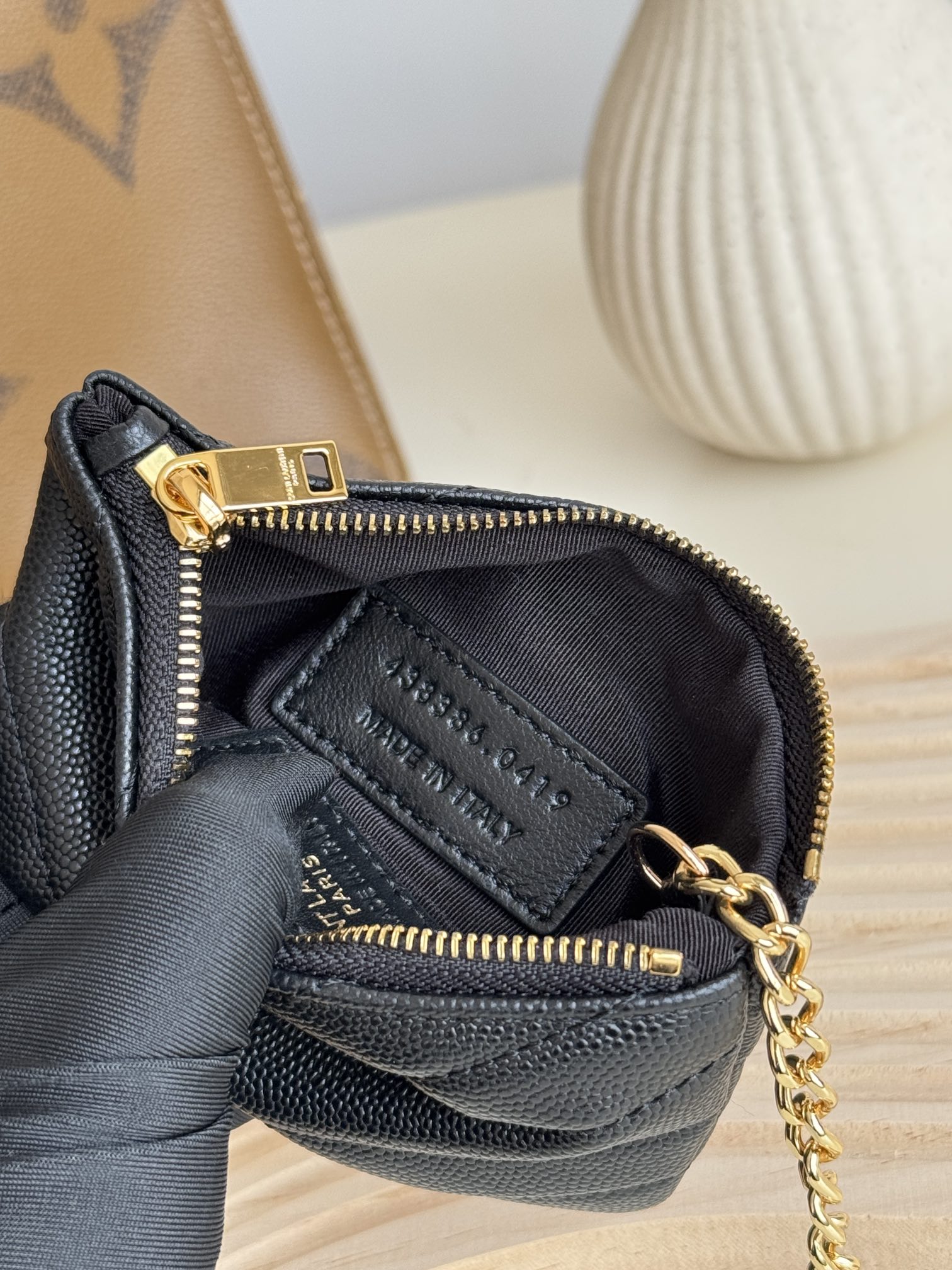 Saint Laurent Ball-Patterned Cowhide Wallet -Black Gold Wallet