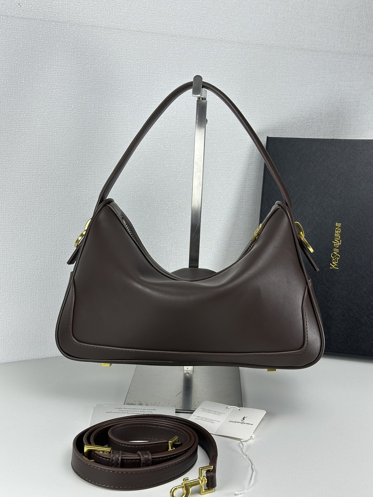 Saint Laurent YSL Vintage Bowling Bag - Coffee Leather Bag