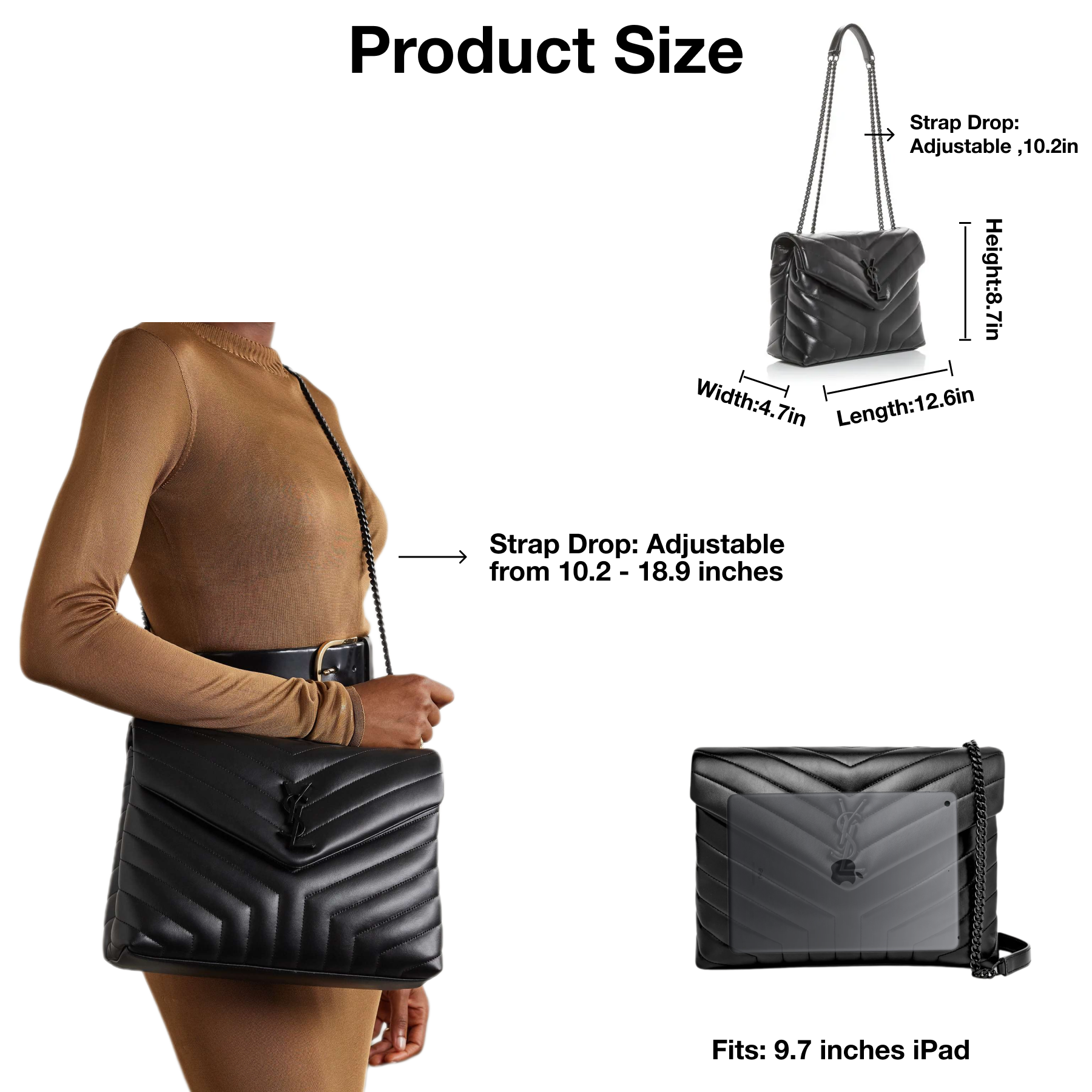 SAINT LAURENT Loulou Medium quilted leather shoulder bag black - Bag