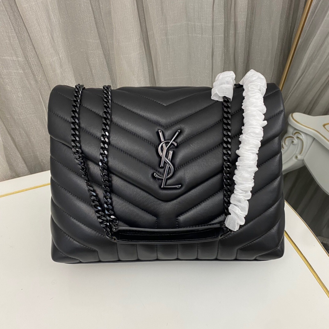 SAINT LAURENT Loulou Medium quilted leather shoulder bag black - Bag