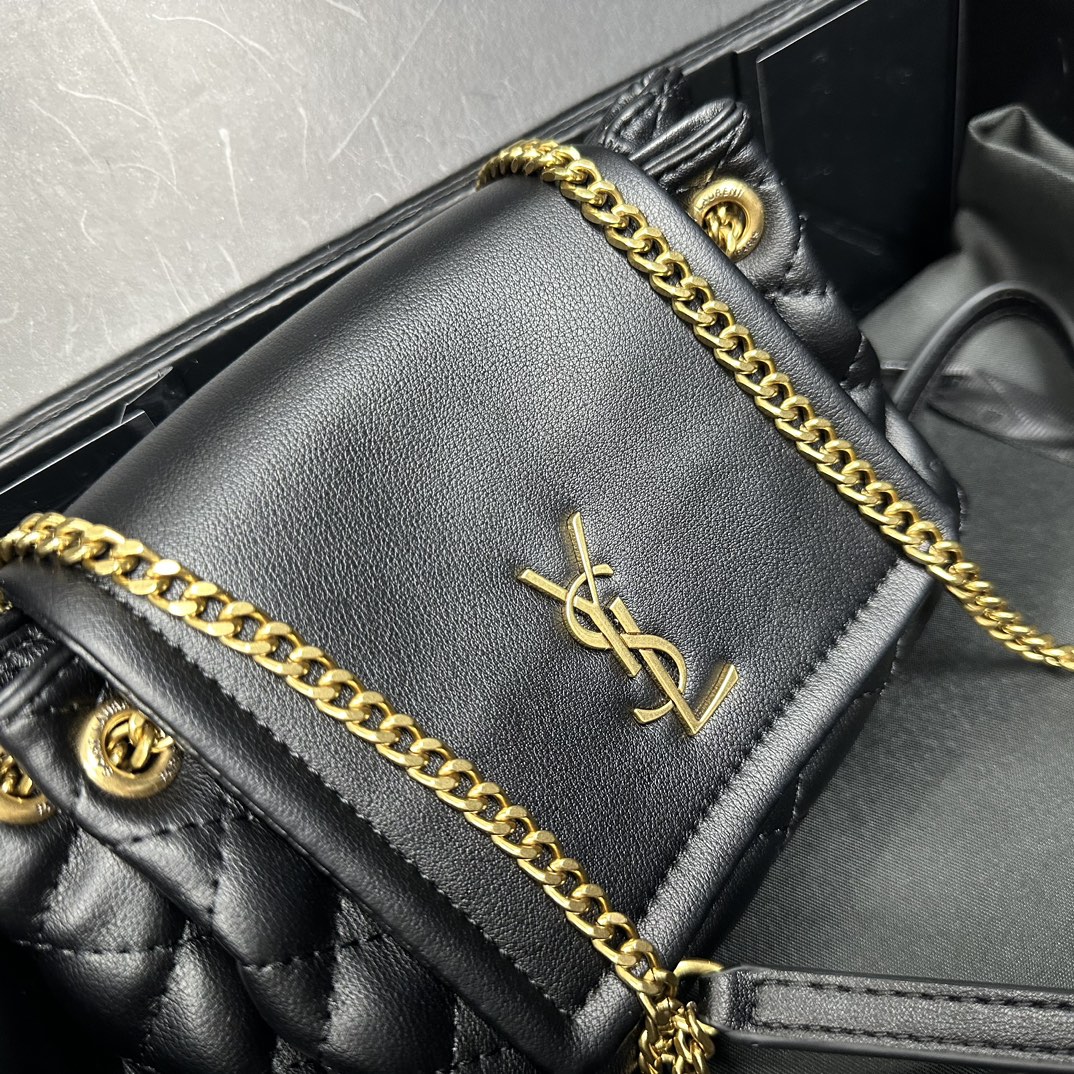 SAINT LAURENT Calfskin Quilted Monogram Mini Nolita Black Soft - Bag