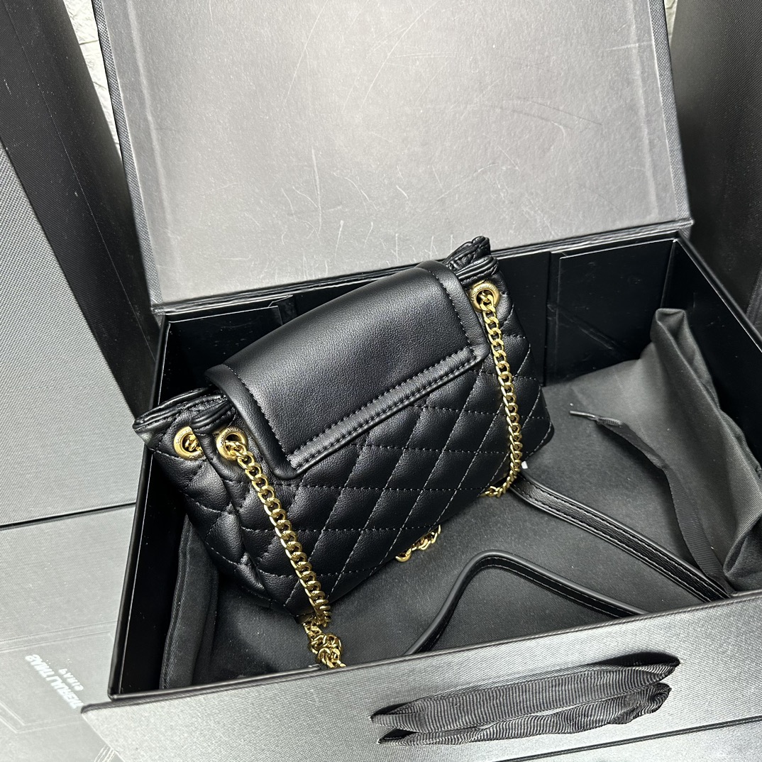 SAINT LAURENT Calfskin Quilted Monogram Mini Nolita Black Soft - Bag
