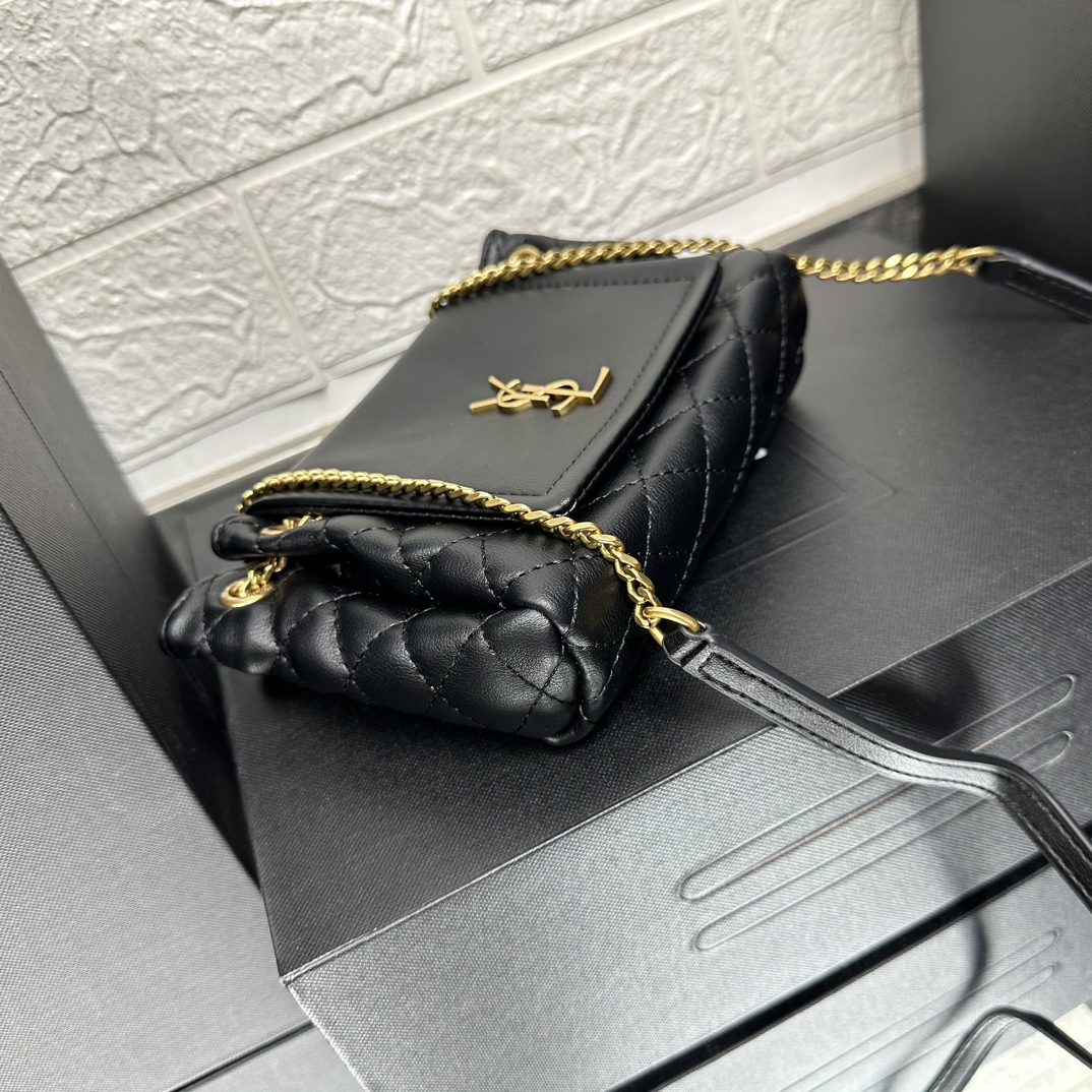 SAINT LAURENT Calfskin Quilted Monogram Mini Nolita Black Soft - Bag