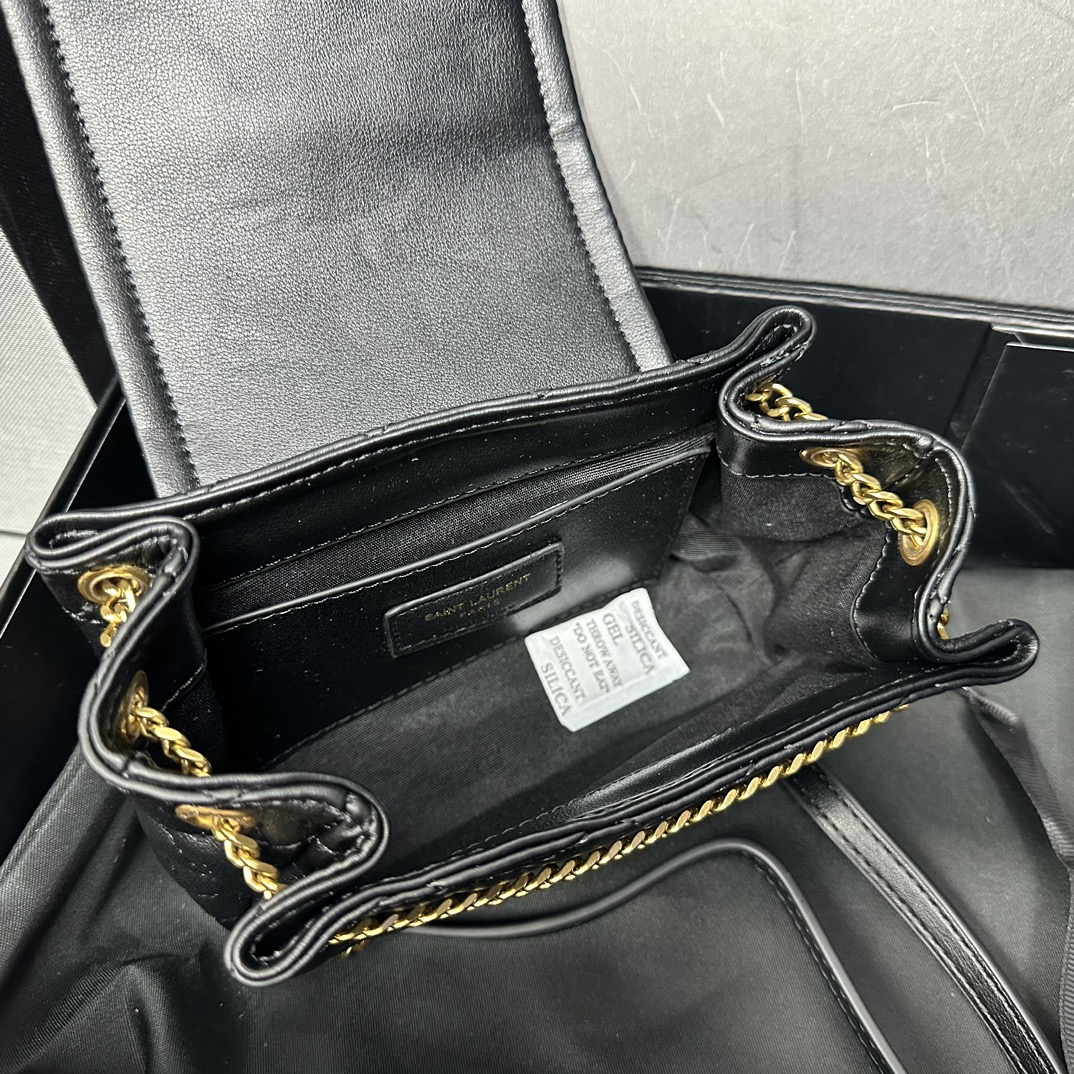 SAINT LAURENT Calfskin Quilted Monogram Mini Nolita Black Soft - Bag