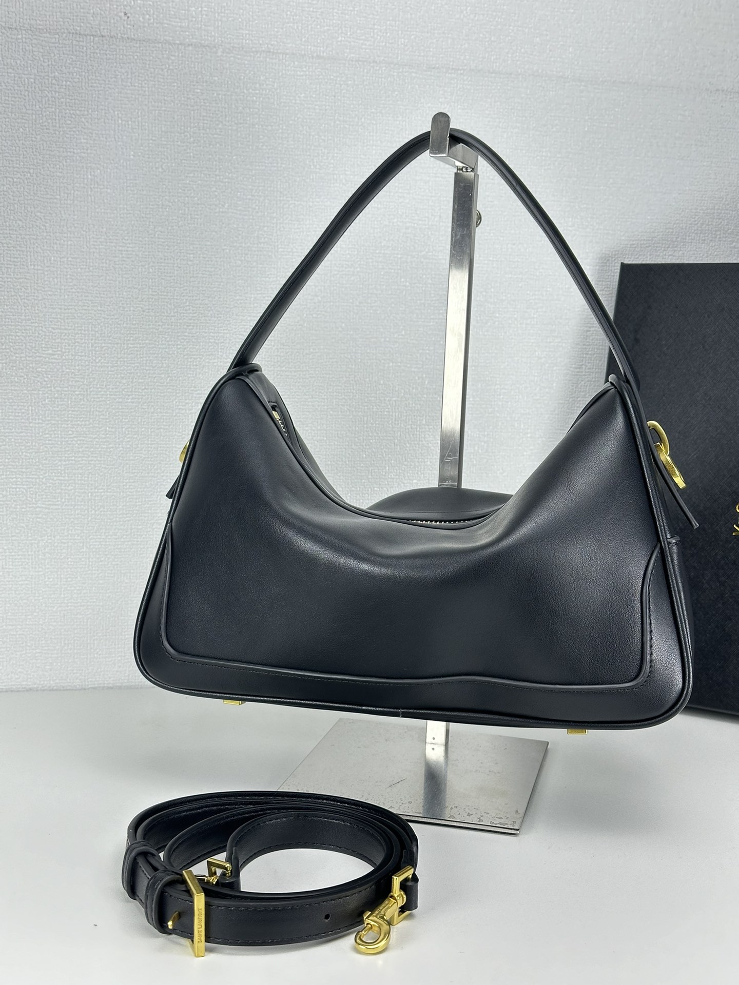 Saint Laurent YSL Vintage Bowling Bag - Black Leather Bag