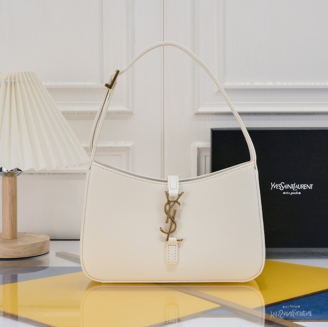 SAINT LAURENT YSL 5 à 7 Hobo Bag Leather-White Bag
