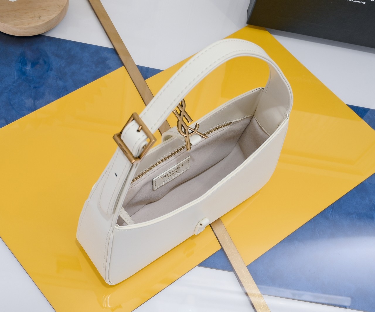 SAINT LAURENT YSL 5 à 7 Hobo Bag Leather-White Bag