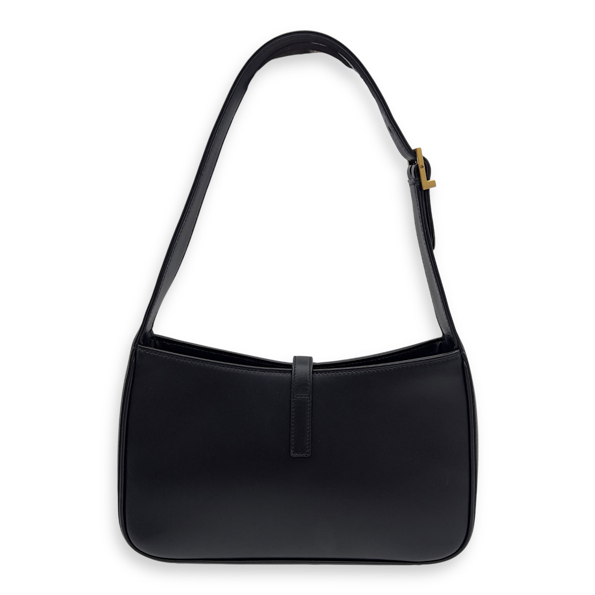 Le 5 A 7 Black Shoulder Bag in Calfskin, Gold hardware
