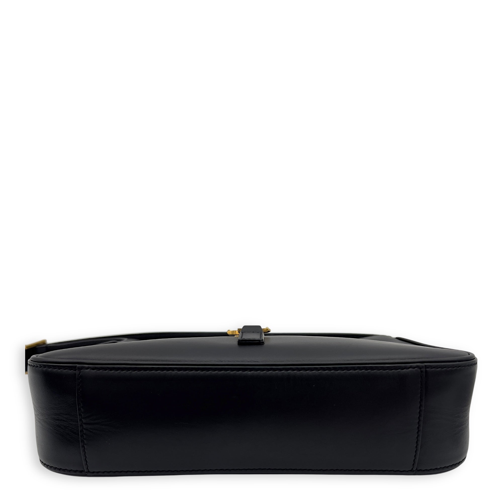 Le 5 A 7 Black Shoulder Bag in Calfskin, Gold hardware
