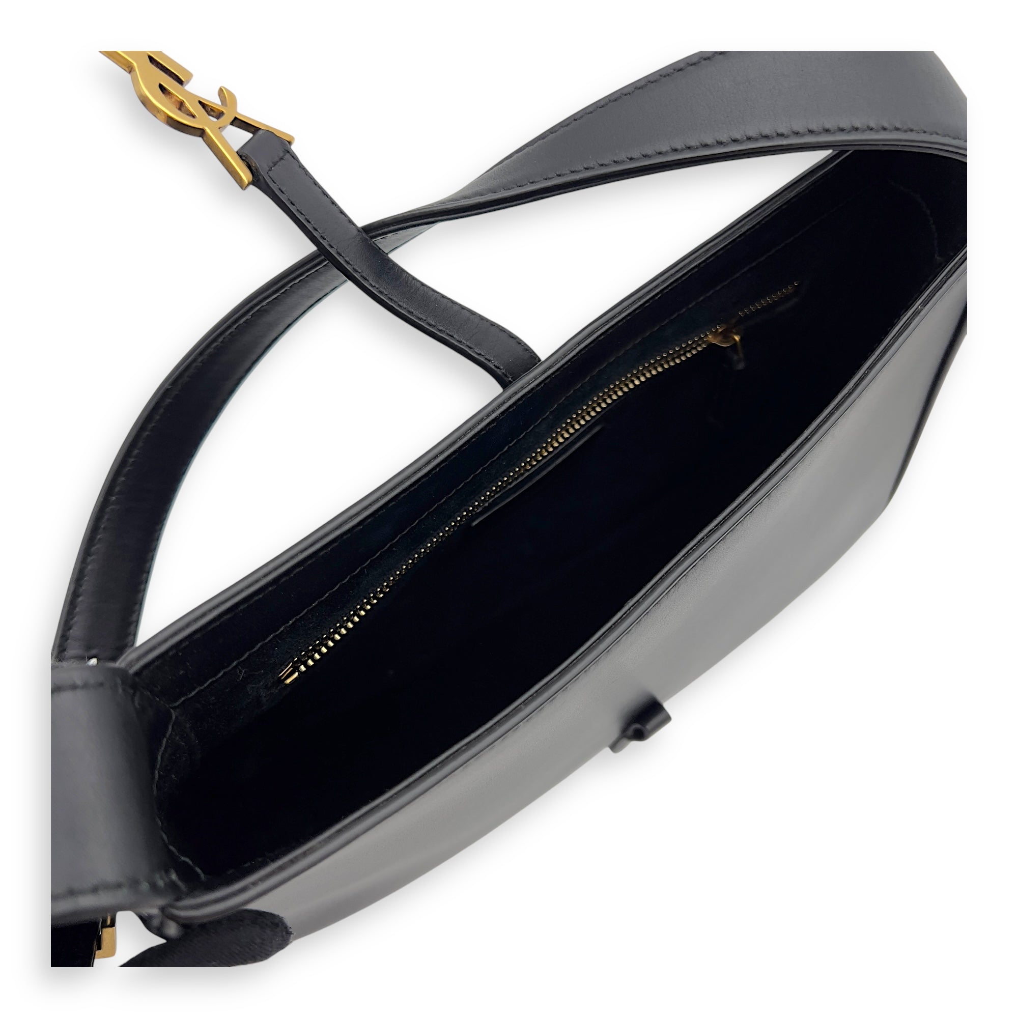 Le 5 A 7 Black Shoulder Bag in Calfskin, Gold hardware