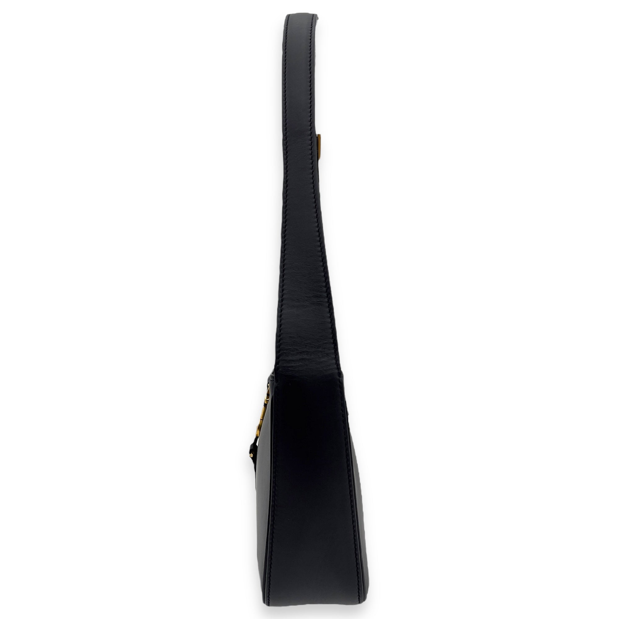 Le 5 A 7 Black Shoulder Bag in Calfskin, Gold hardware