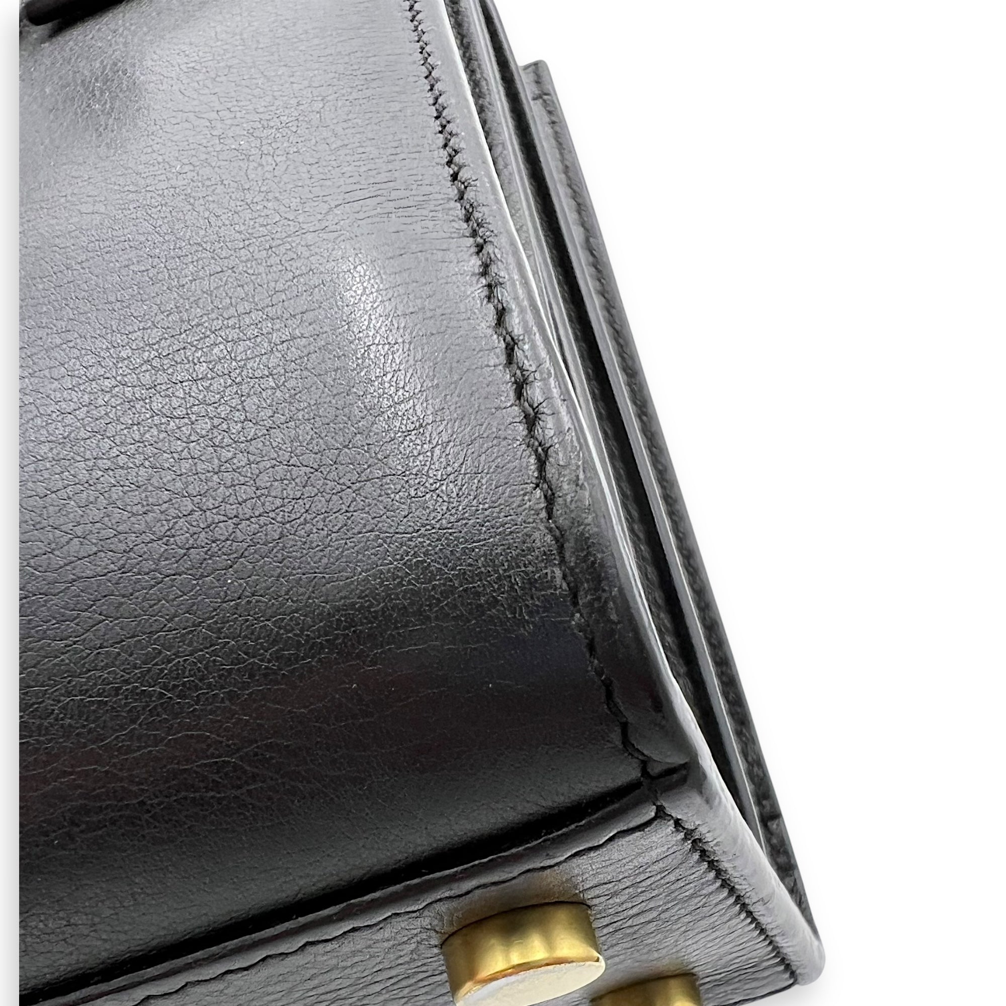 Sac de Jour Nano Black Top Handle Bag in Calfskin, Gold hardware