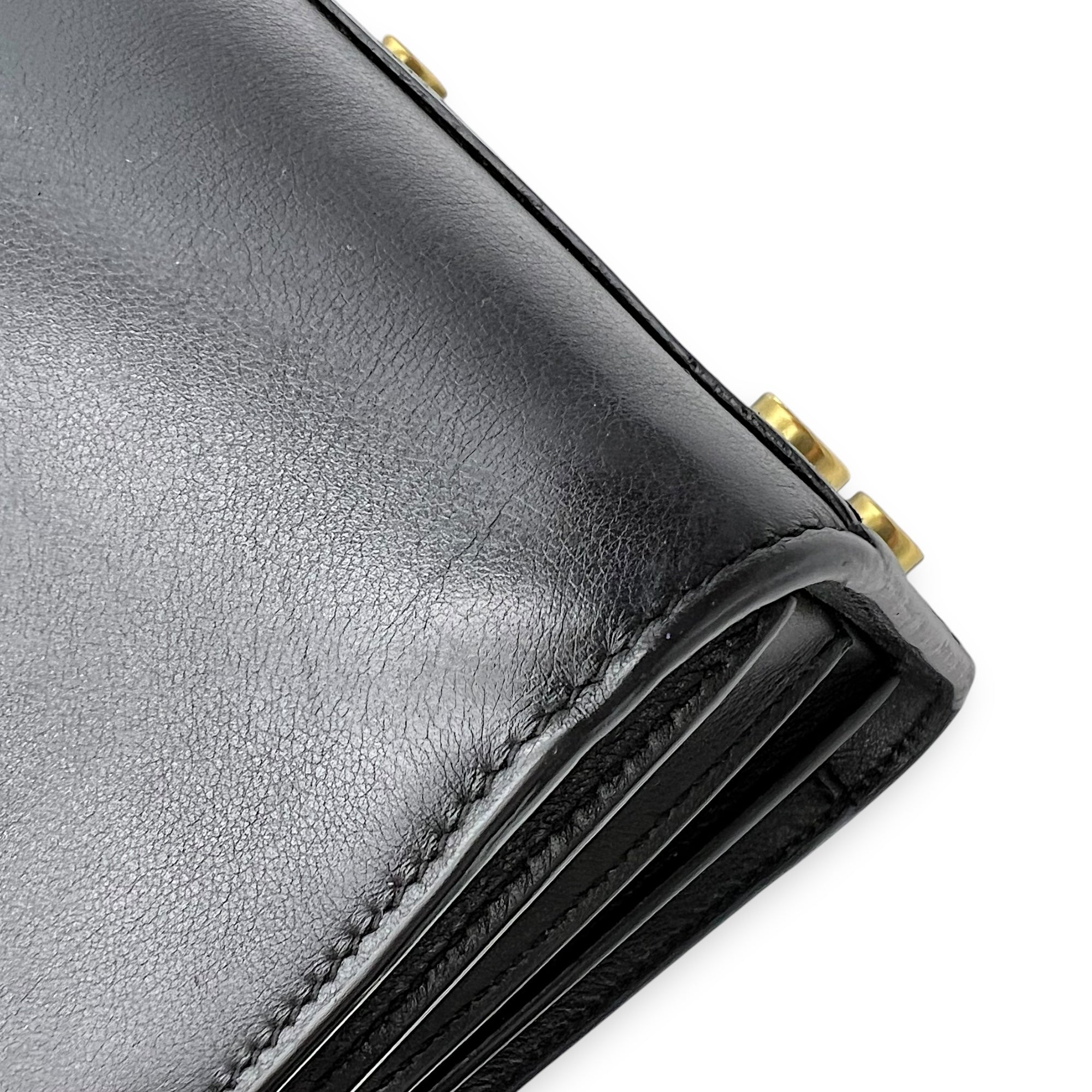 Sac de Jour Nano Black Top Handle Bag in Calfskin, Gold hardware