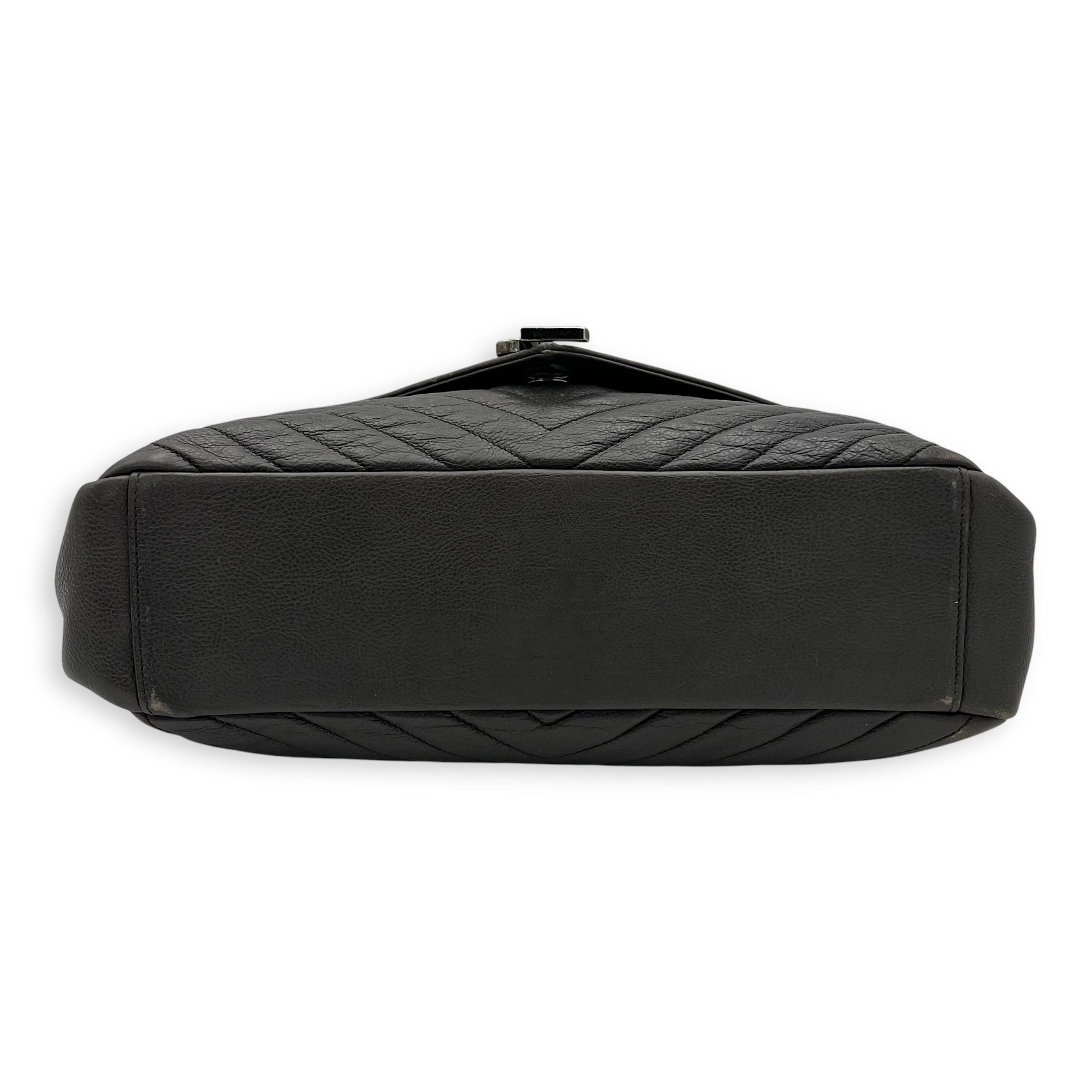 College Large Top handle bag in Calfskin, Ruthenium Hardware
