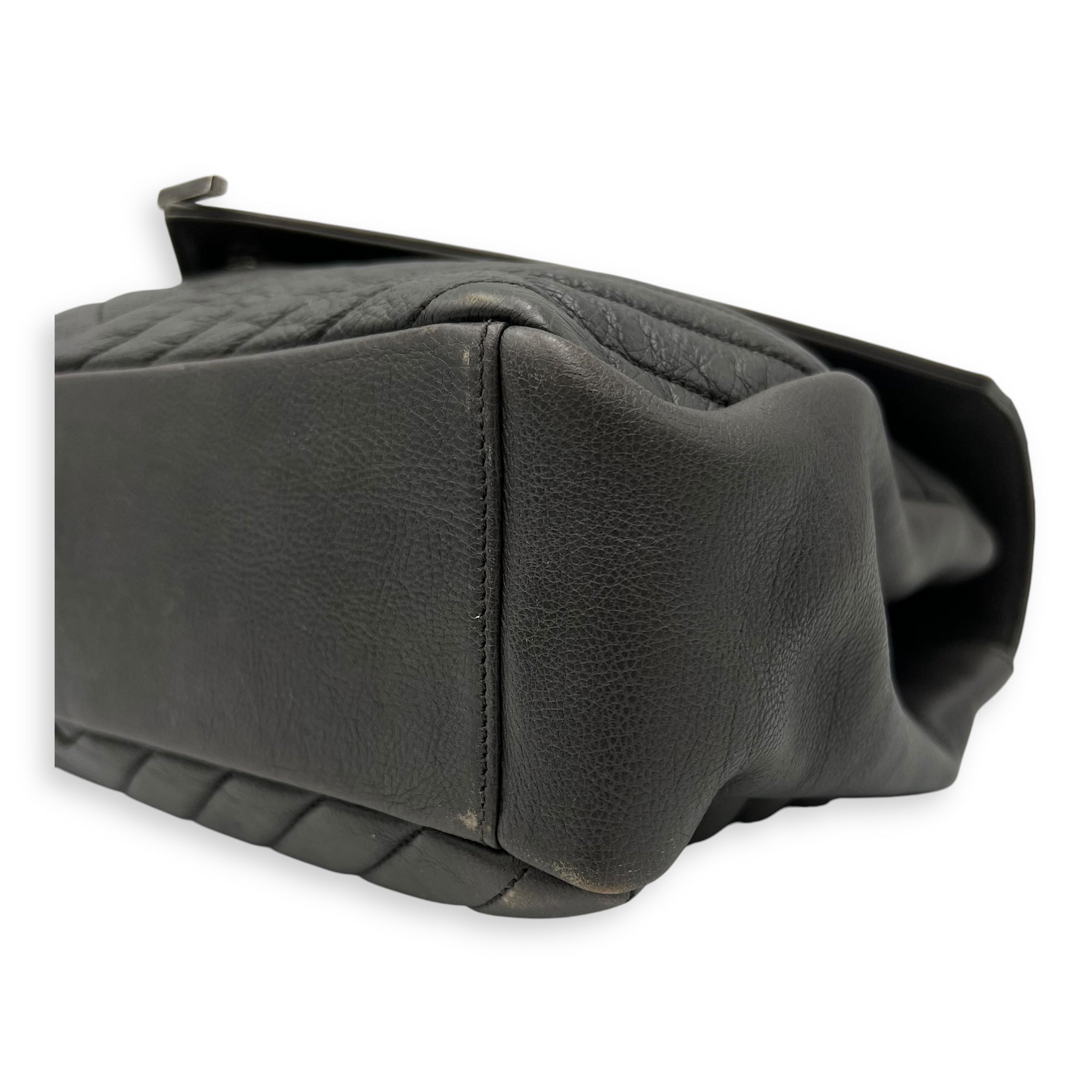 College Large Top handle bag in Calfskin, Ruthenium Hardware