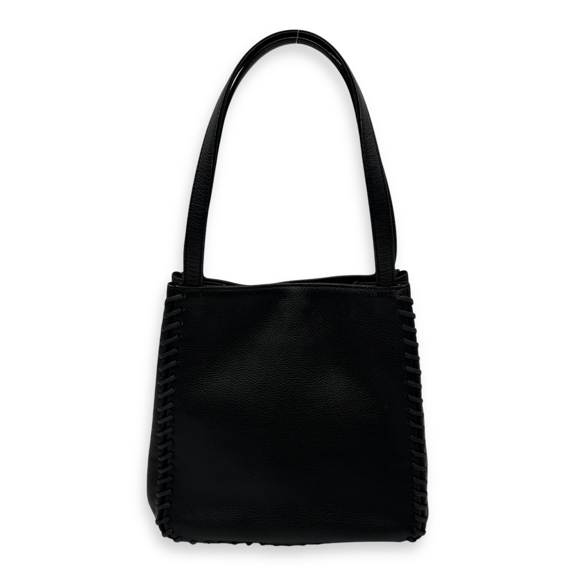 Stitch Tote Bag Black in Calfskin, Gold hardware