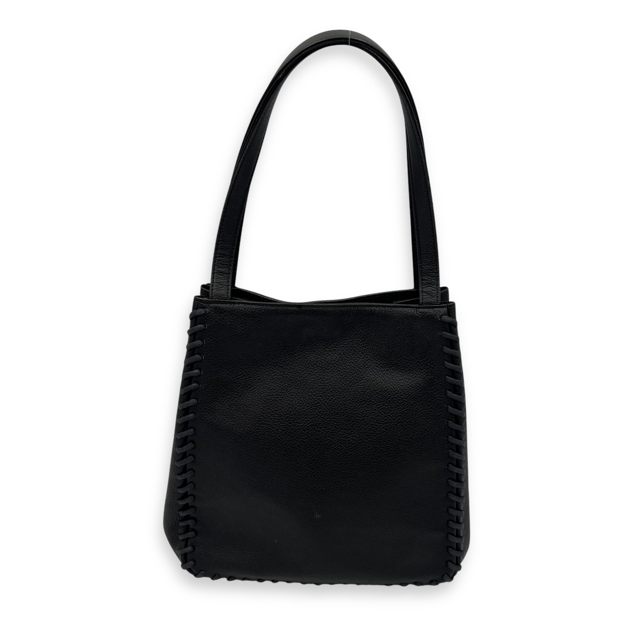 Stitch Tote Bag Black in Calfskin, Gold hardware