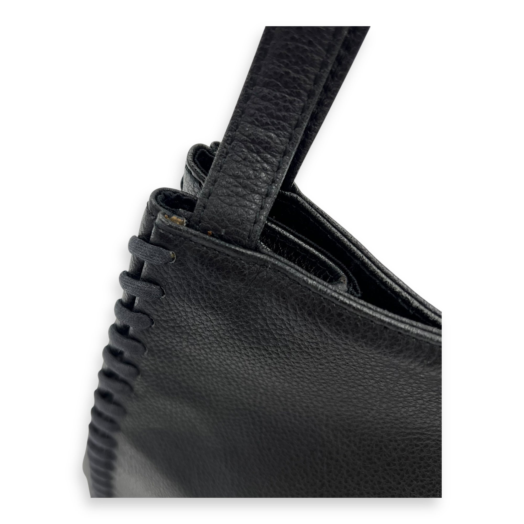 Stitch Tote Bag Black in Calfskin, Gold hardware