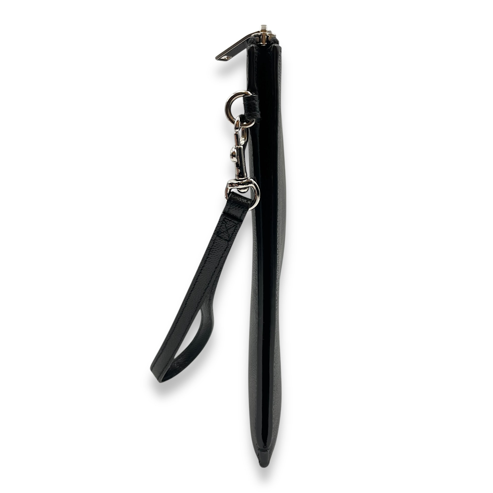 Wristlet Clutch 29x21x1cm Black Clutch in Calfskin, Silver hardware