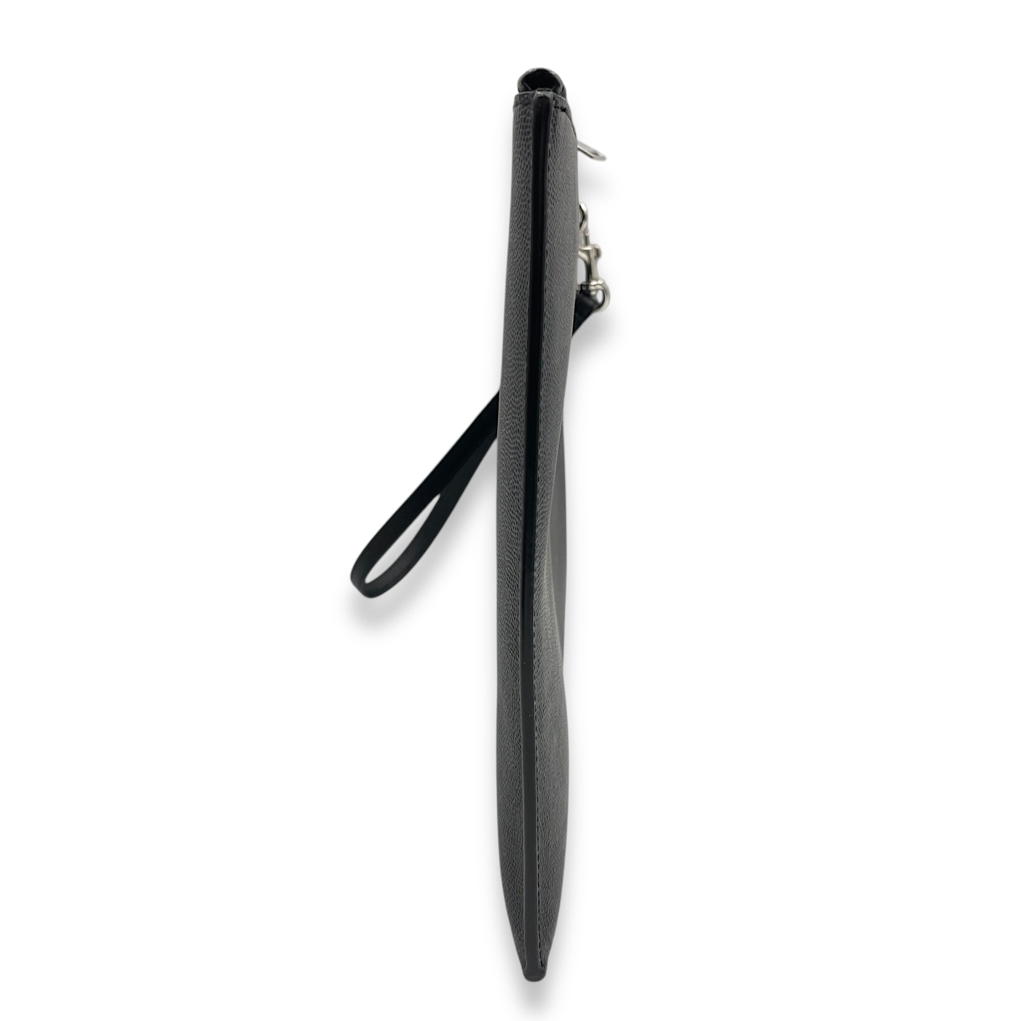 Wristlet Clutch 29x21x1cm Black Clutch in Calfskin, Silver hardware