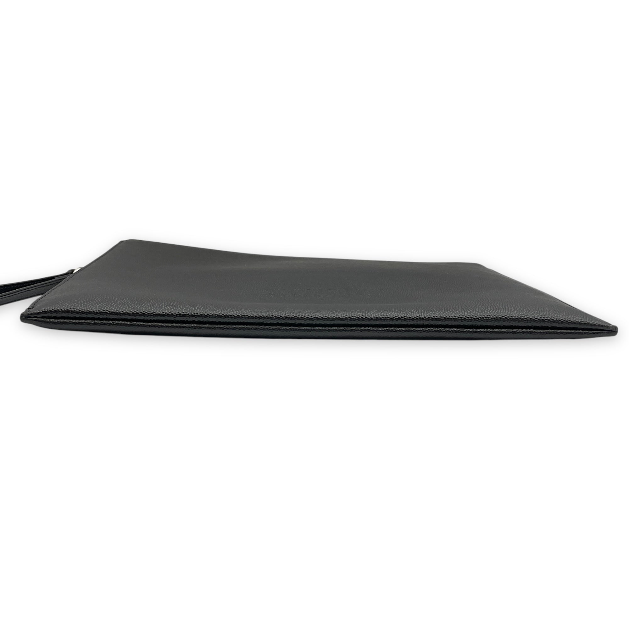 Wristlet Clutch 29x21x1cm Black Clutch in Calfskin, Silver hardware
