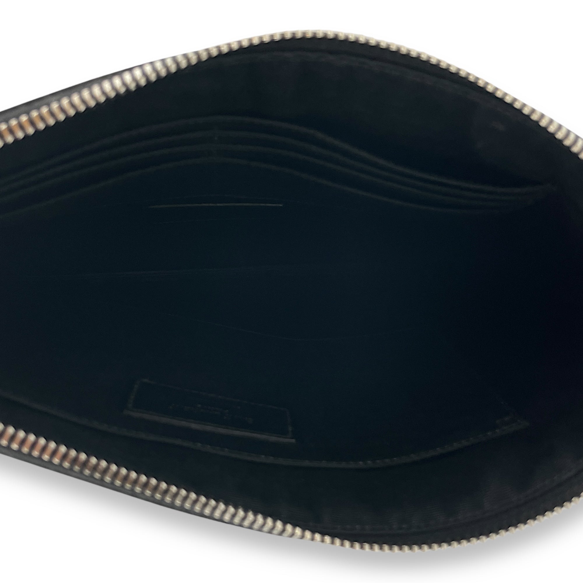 Wristlet Clutch 29x21x1cm Black Clutch in Calfskin, Silver hardware