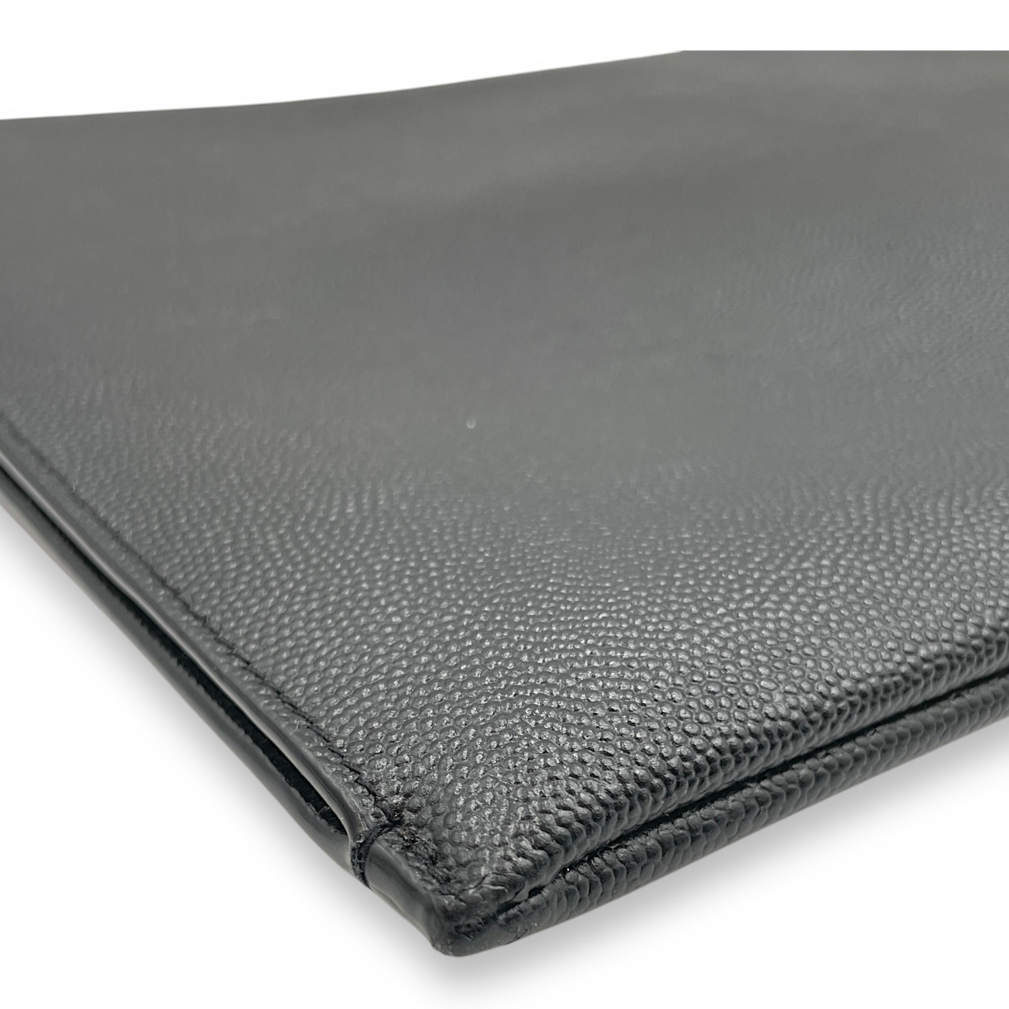 Wristlet Clutch 29x21x1cm Black Clutch in Calfskin, Silver hardware