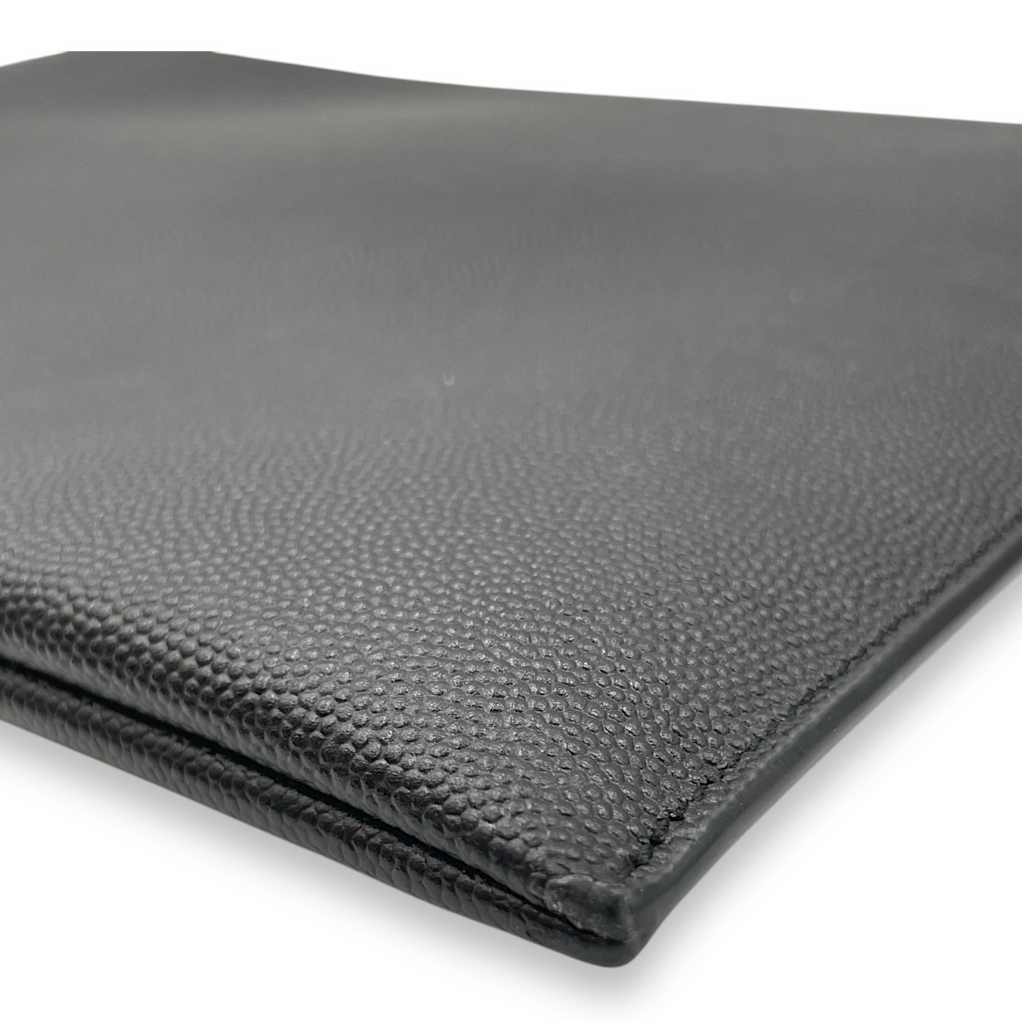 Wristlet Clutch 29x21x1cm Black Clutch in Calfskin, Silver hardware