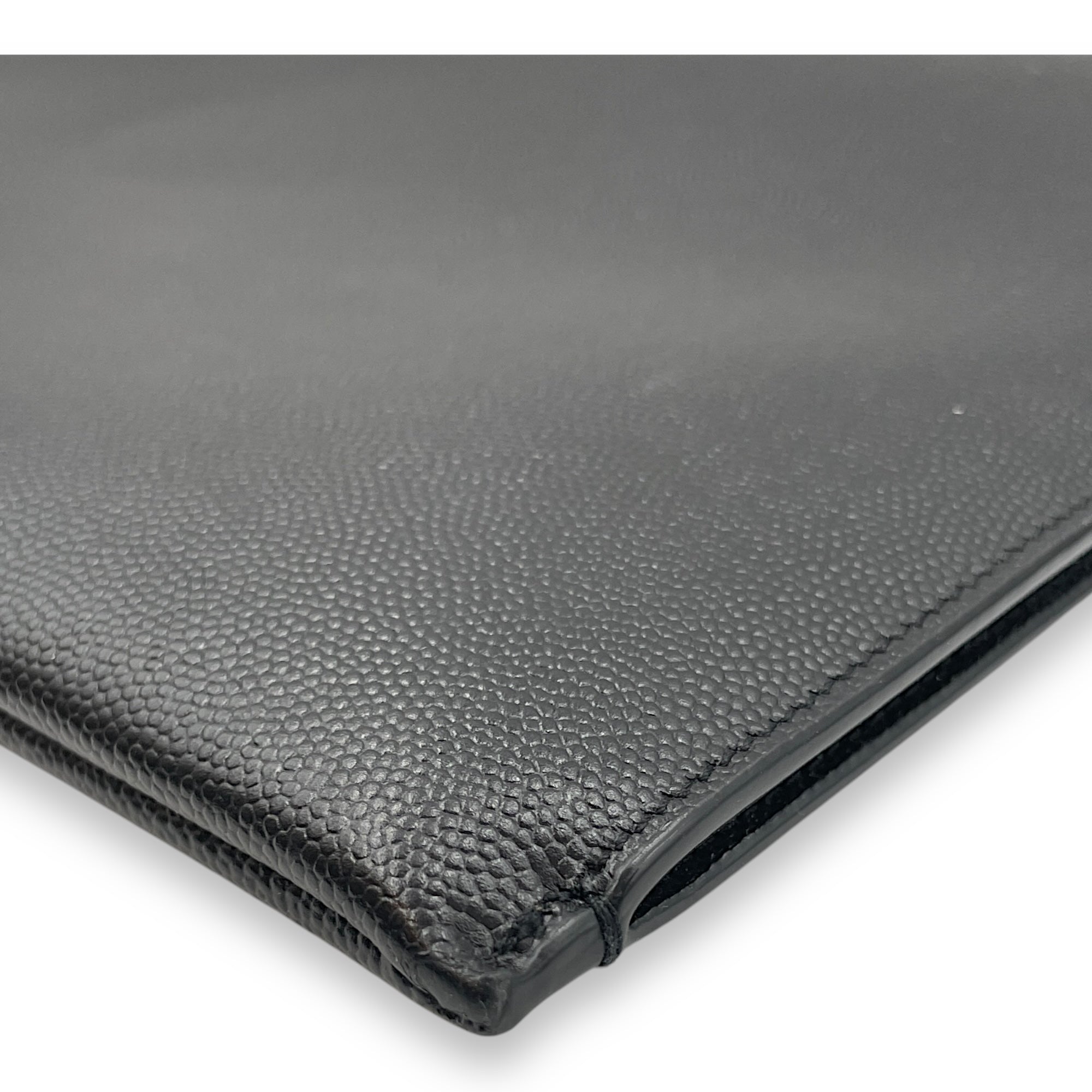 Wristlet Clutch 29x21x1cm Black Clutch in Calfskin, Silver hardware