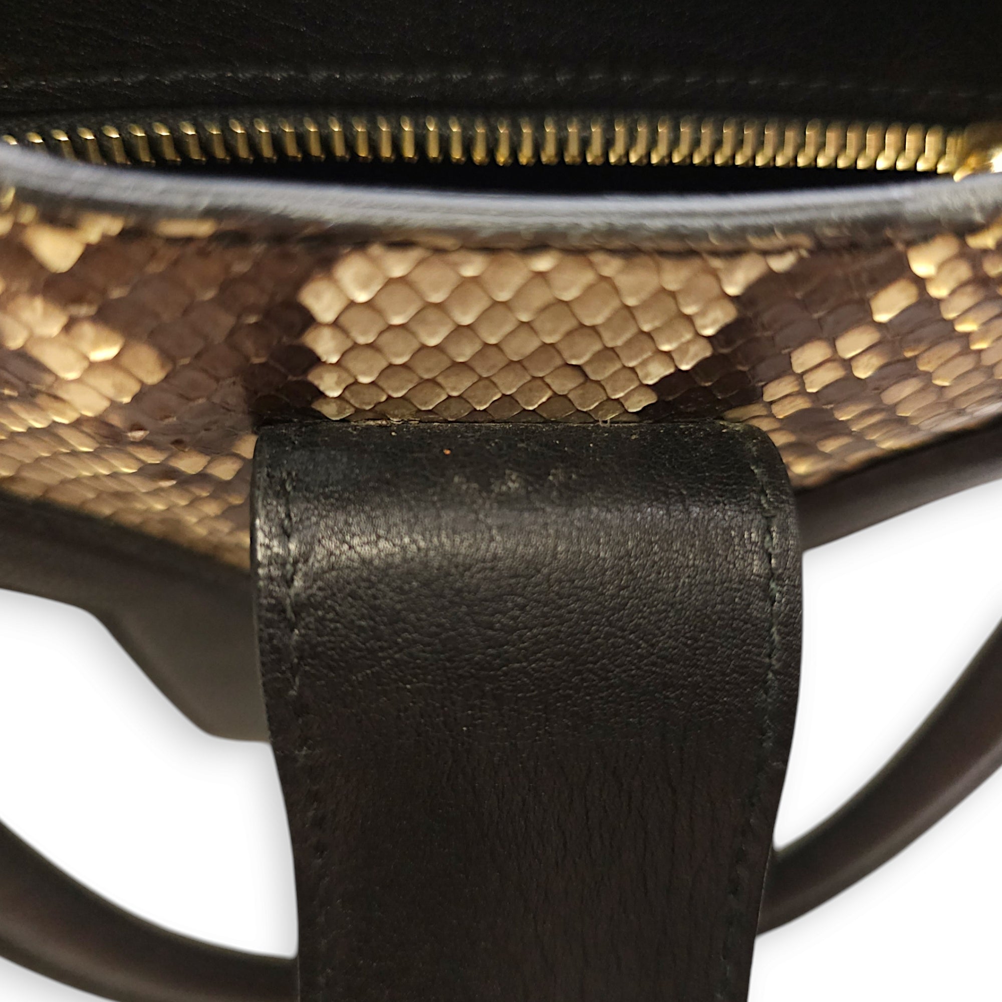 Chys Cabas 36x23x18cm Cream, beige, brown, black Top Handle Bag in Python, calf, Gold hardware