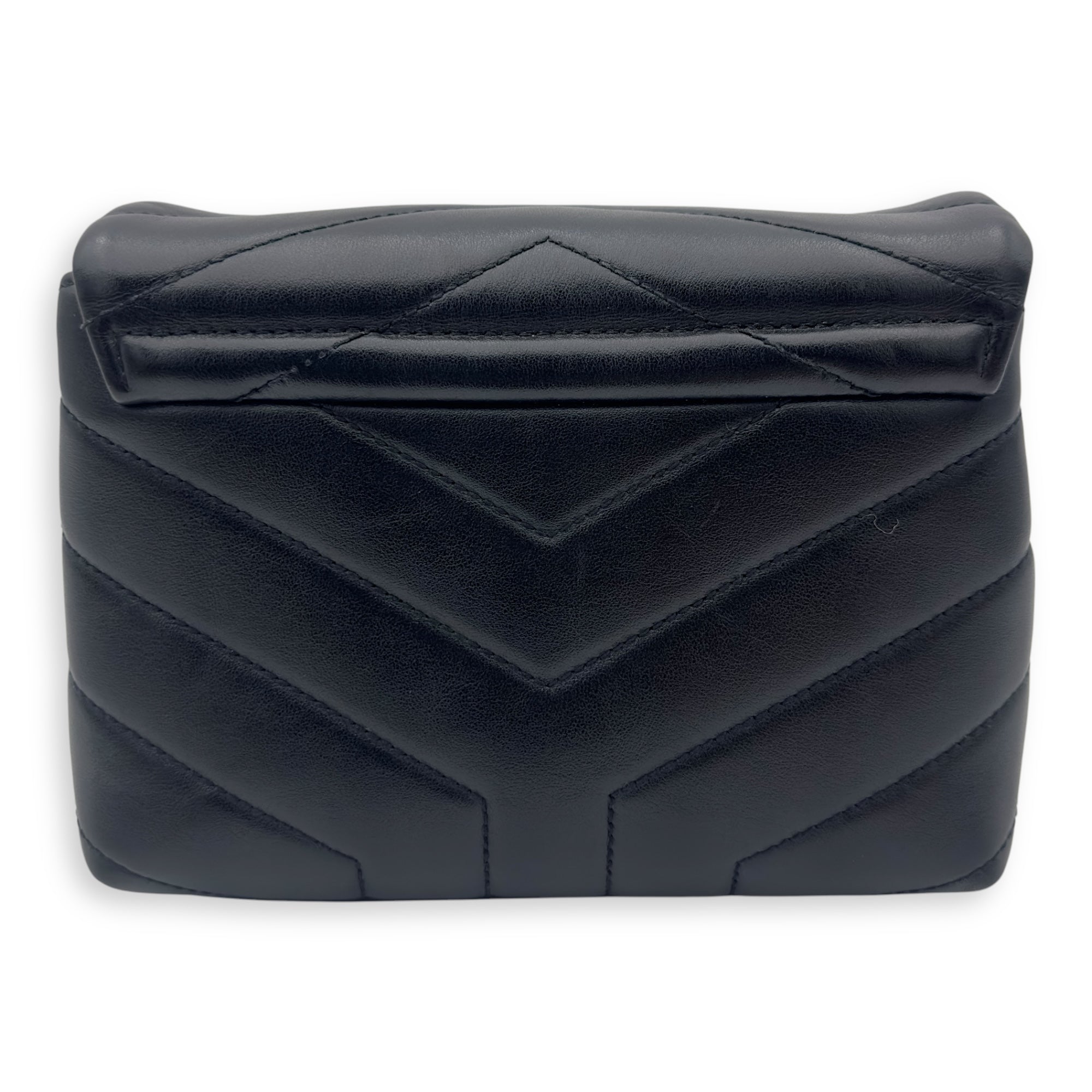 Loulou Toy Black Crossbody Bag in Calfskin, Gold hardware