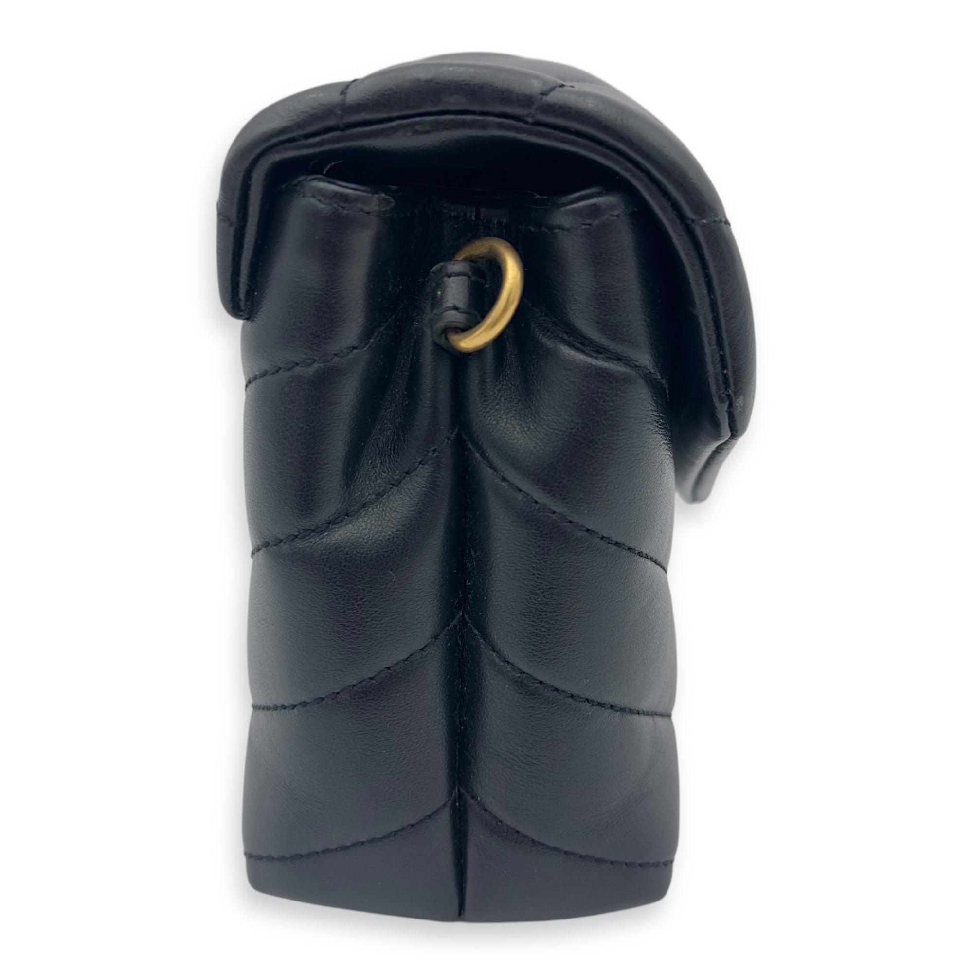 Loulou Toy Black Crossbody Bag in Calfskin, Gold hardware