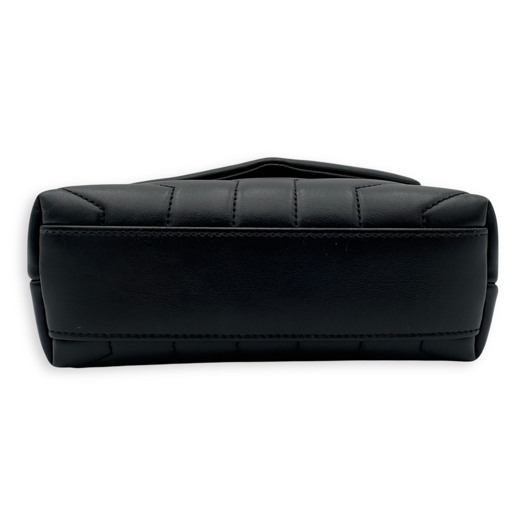 Loulou Toy Black Crossbody Bag in Calfskin, Gold hardware