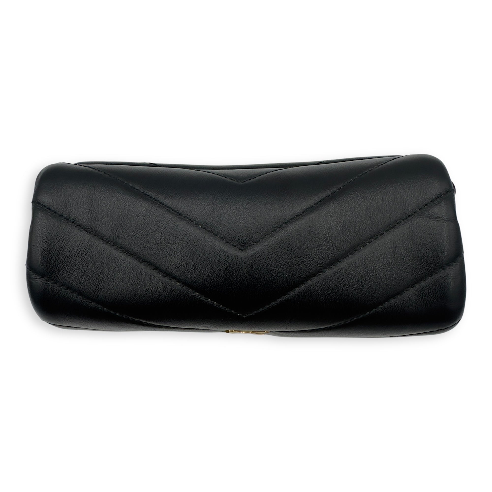 Loulou Toy Black Crossbody Bag in Calfskin, Gold hardware
