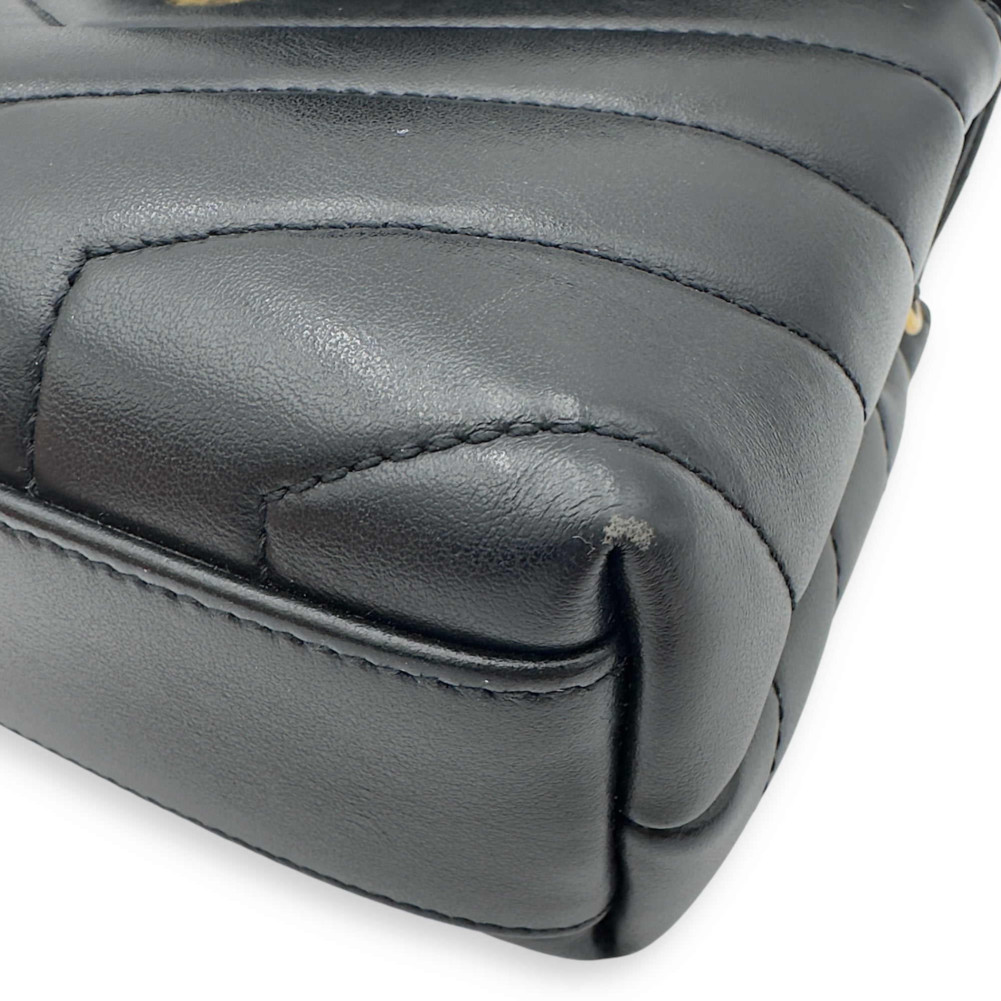 Loulou Toy Black Crossbody Bag in Calfskin, Gold hardware
