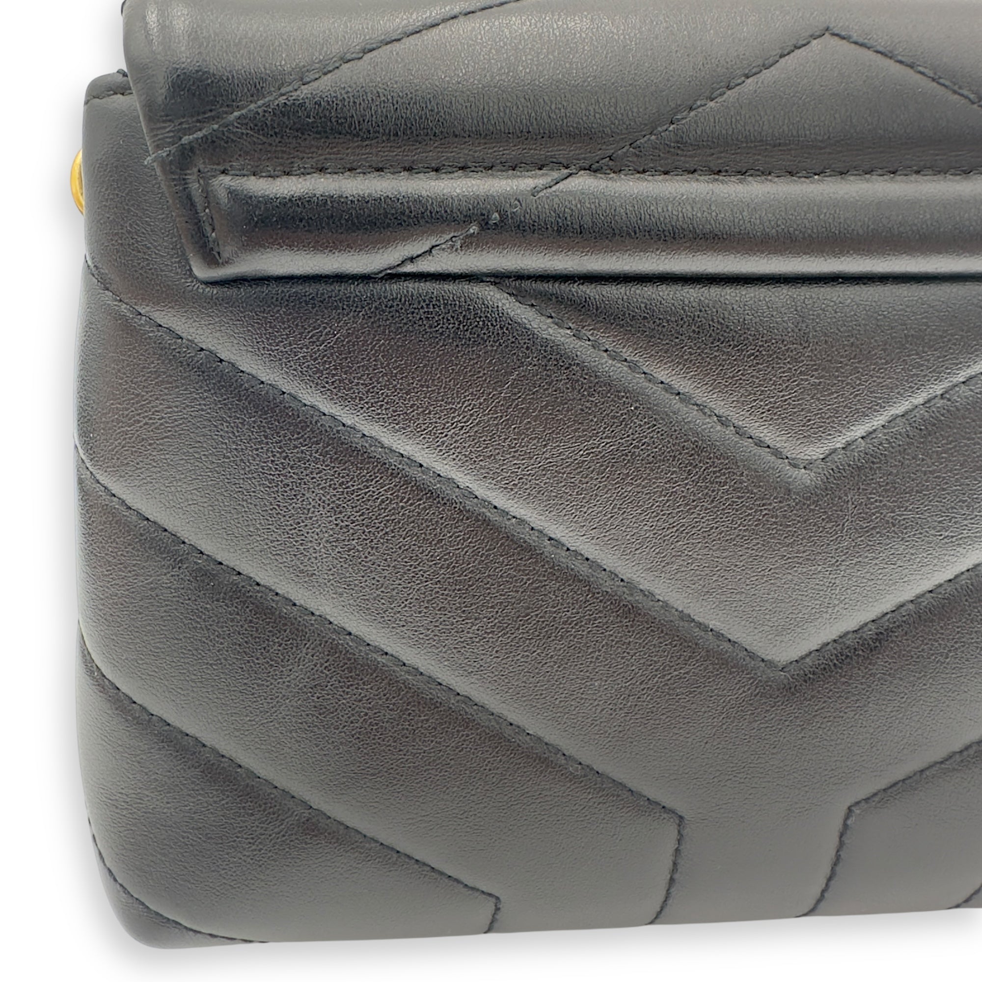 Loulou Toy Black Crossbody Bag in Calfskin, Gold hardware