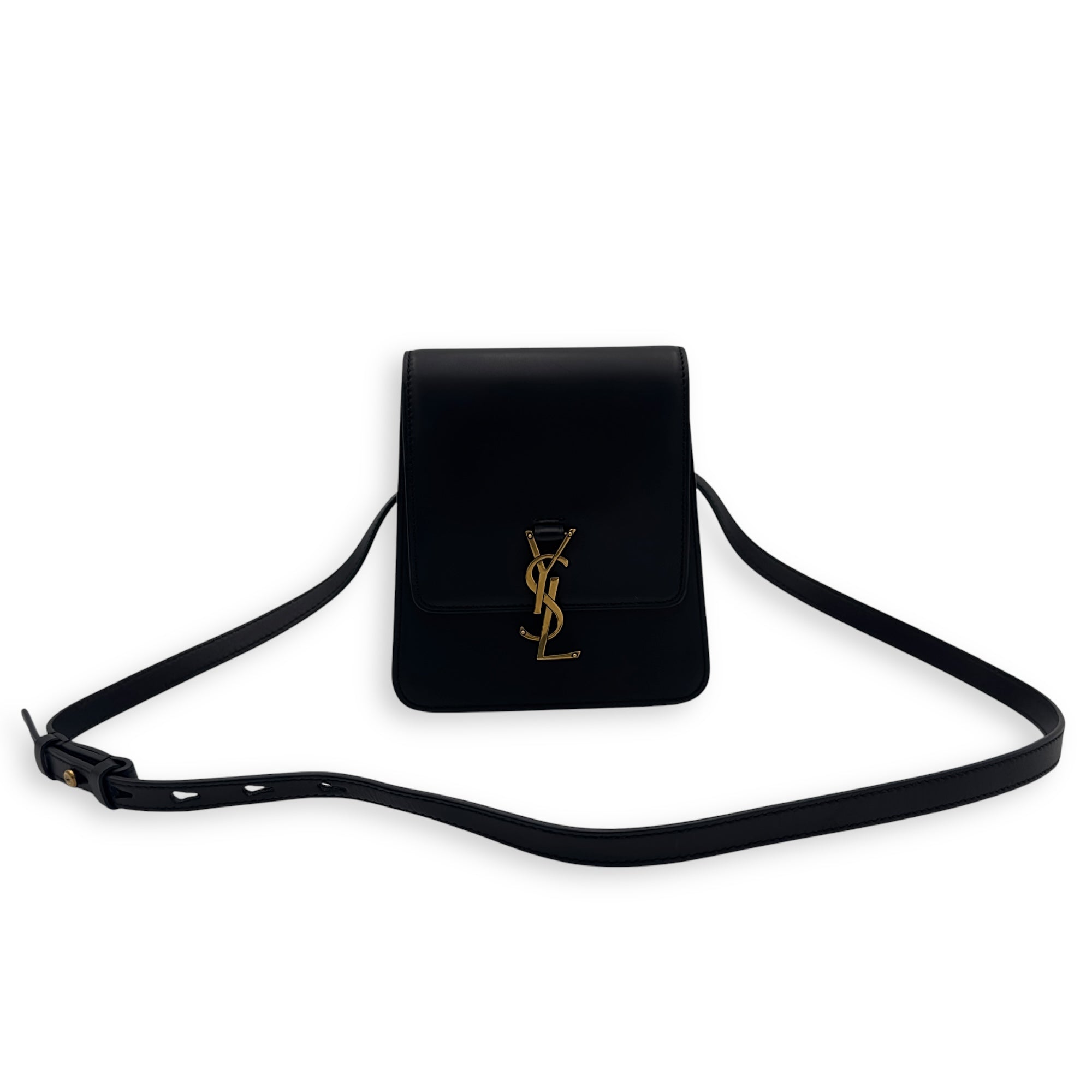 Kaia Crossbody Bag Black in Calfskin, Gold hardware