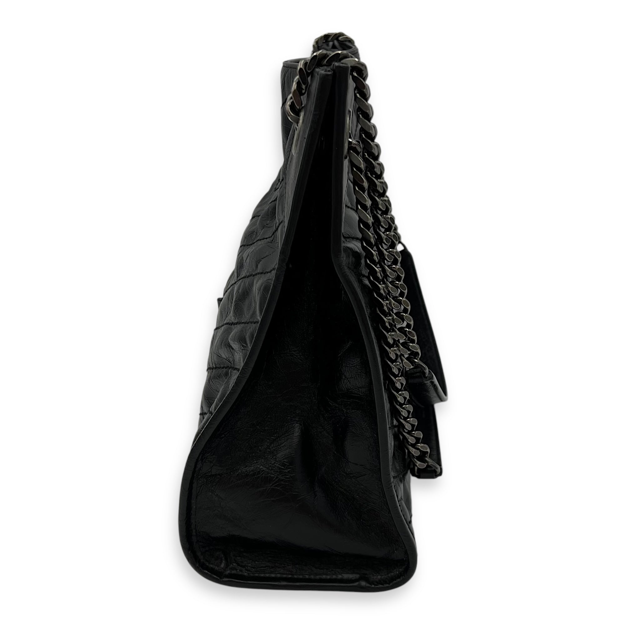 Niki Tote Bag Black in Calfskin, Ruthenium hardware