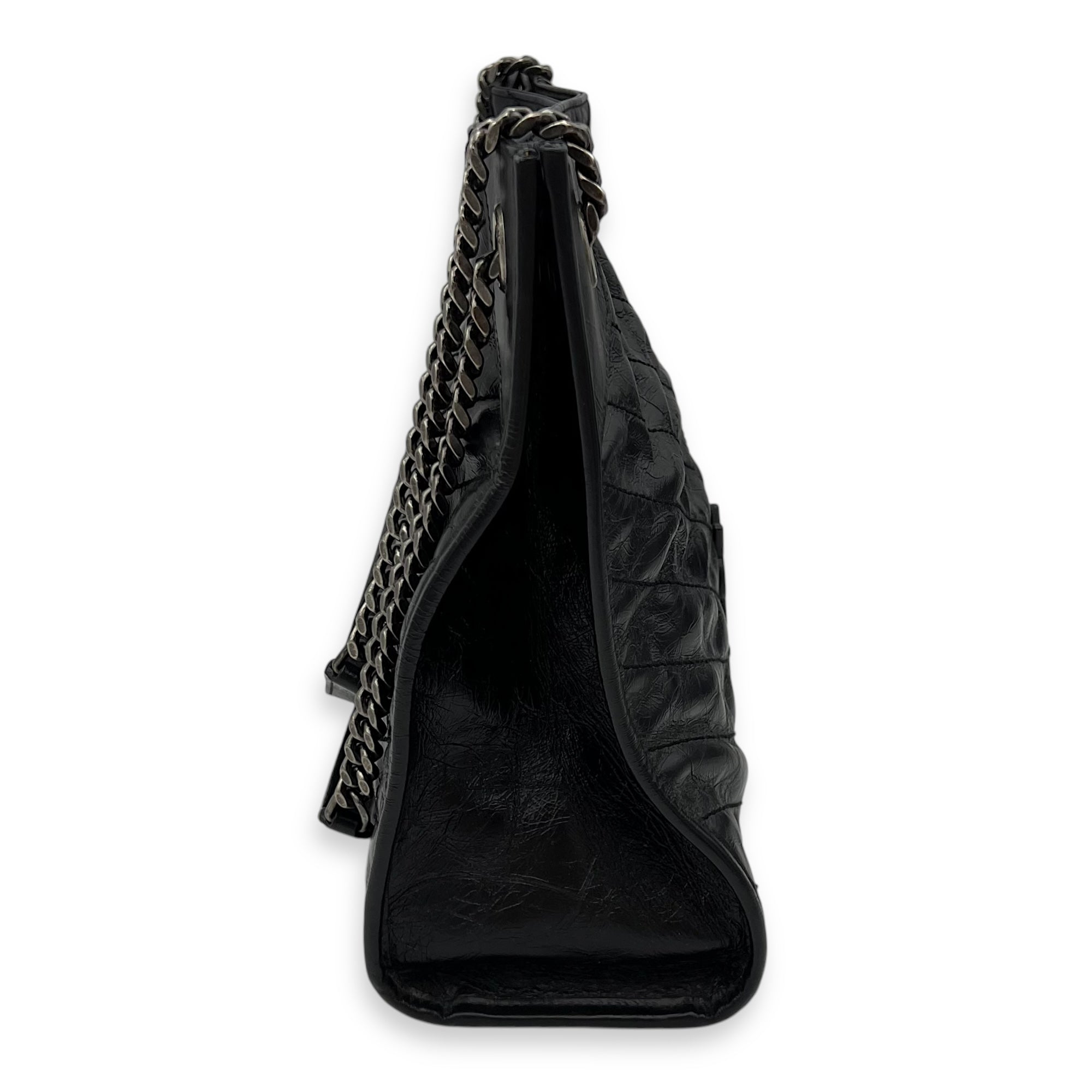 Niki Tote Bag Black in Calfskin, Ruthenium hardware