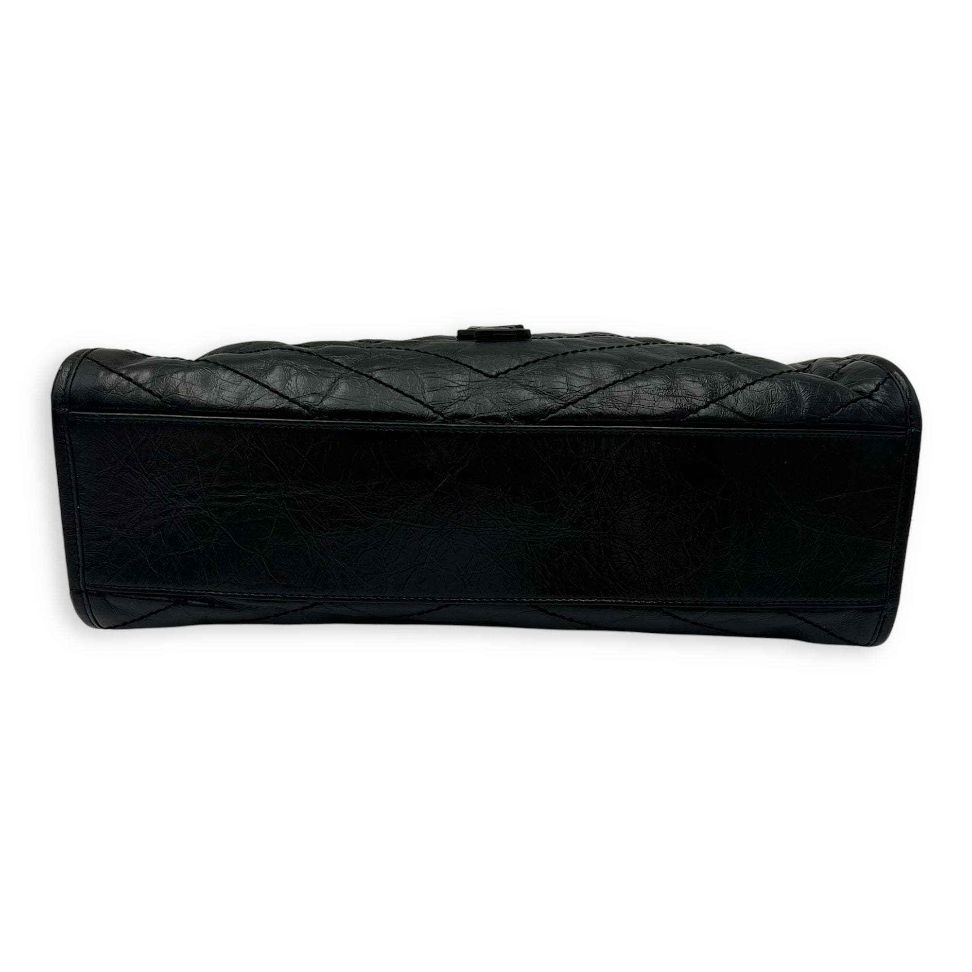Niki Tote Bag Black in Calfskin, Ruthenium hardware
