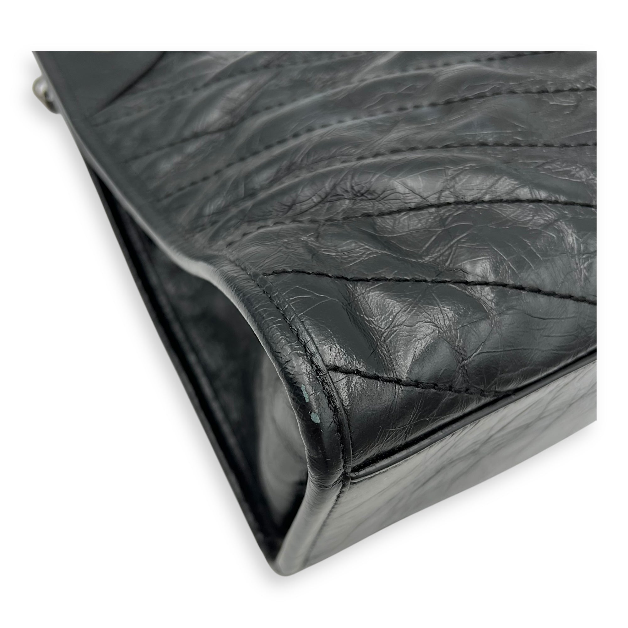 Niki Tote Bag Black in Calfskin, Ruthenium hardware