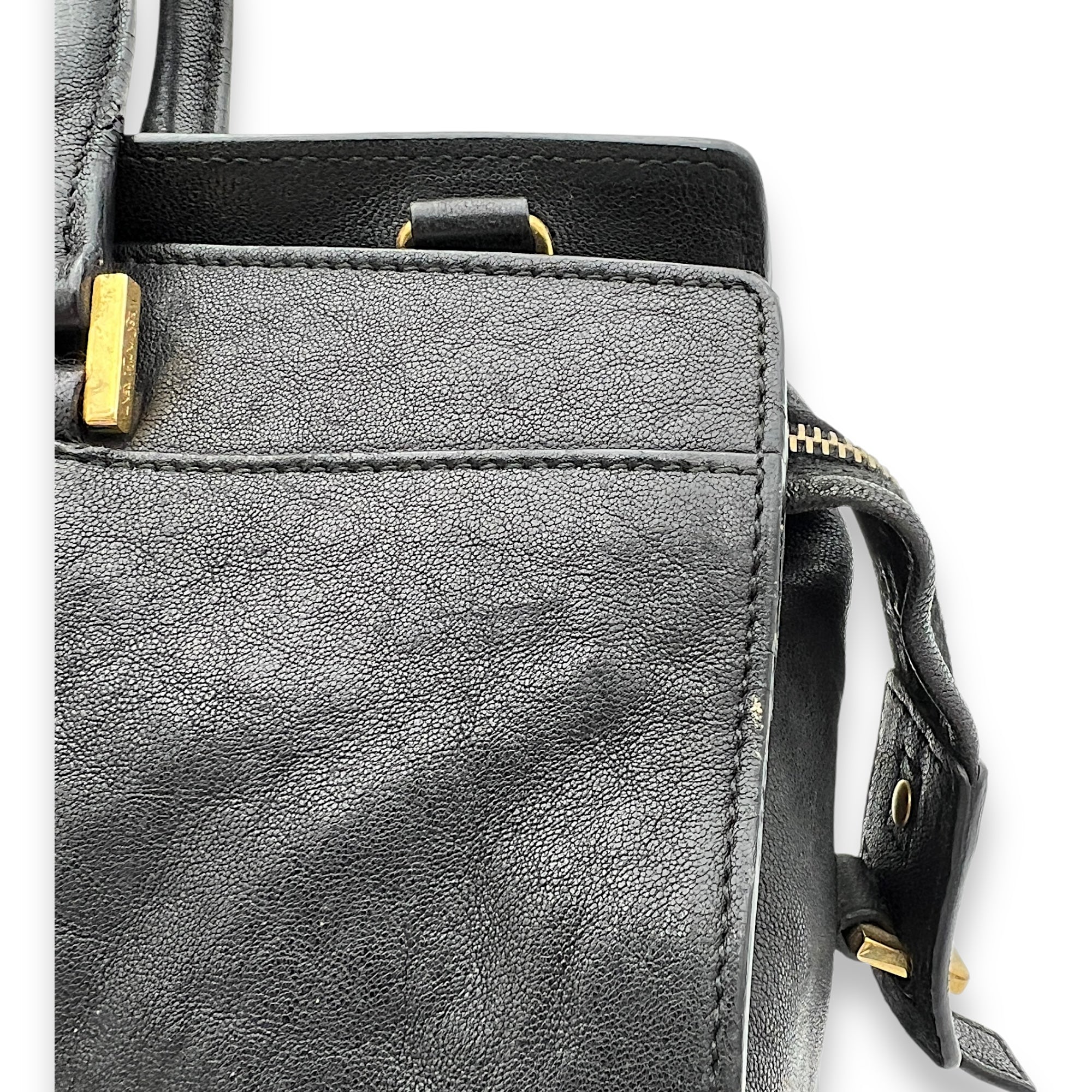 Cabas Top Handle Bag Black in Calfskin, Gold hardware