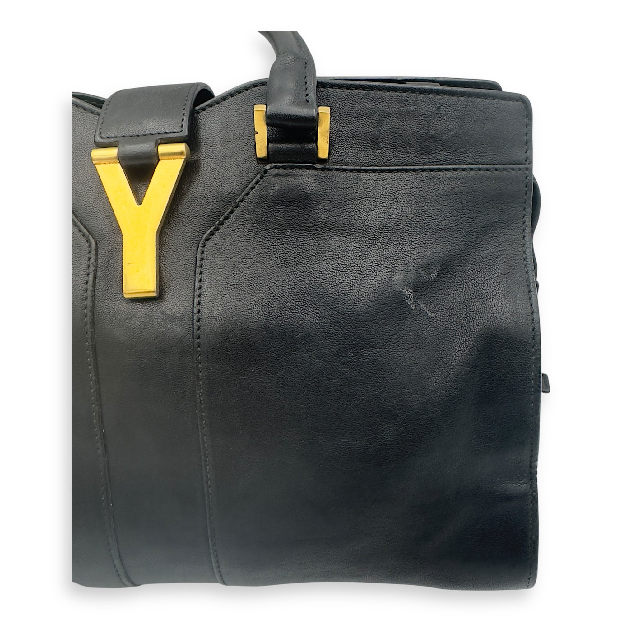 Cabas Top Handle Bag Black in Calfskin, Gold hardware