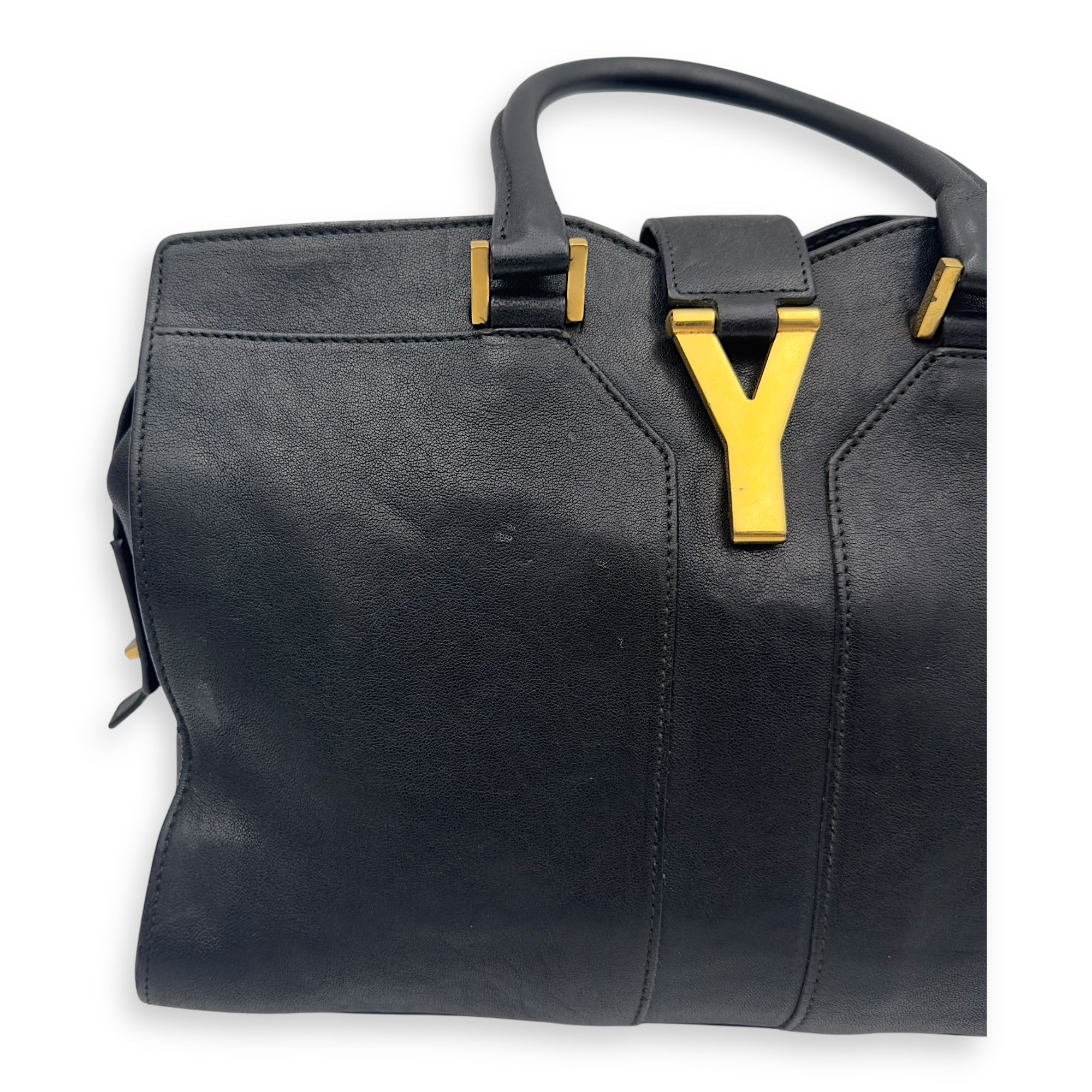 Cabas Top Handle Bag Black in Calfskin, Gold hardware
