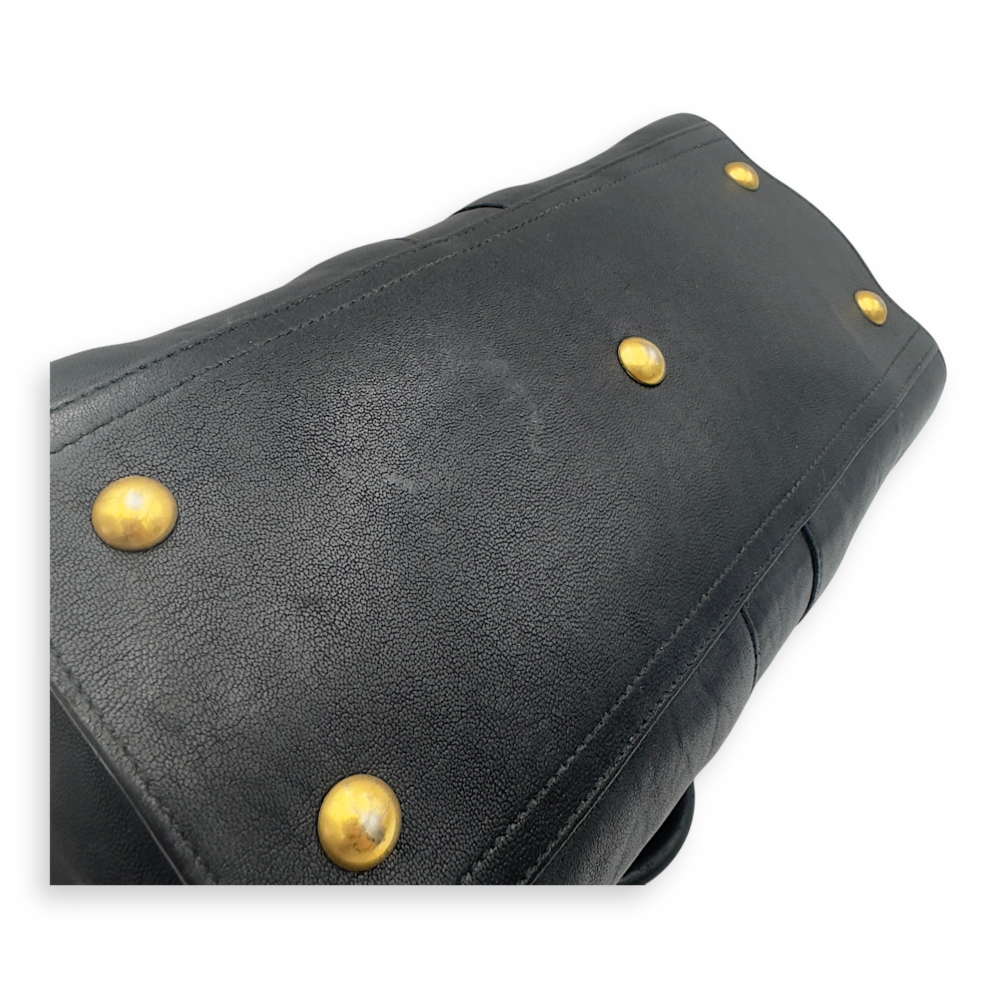 Cabas Top Handle Bag Black in Calfskin, Gold hardware